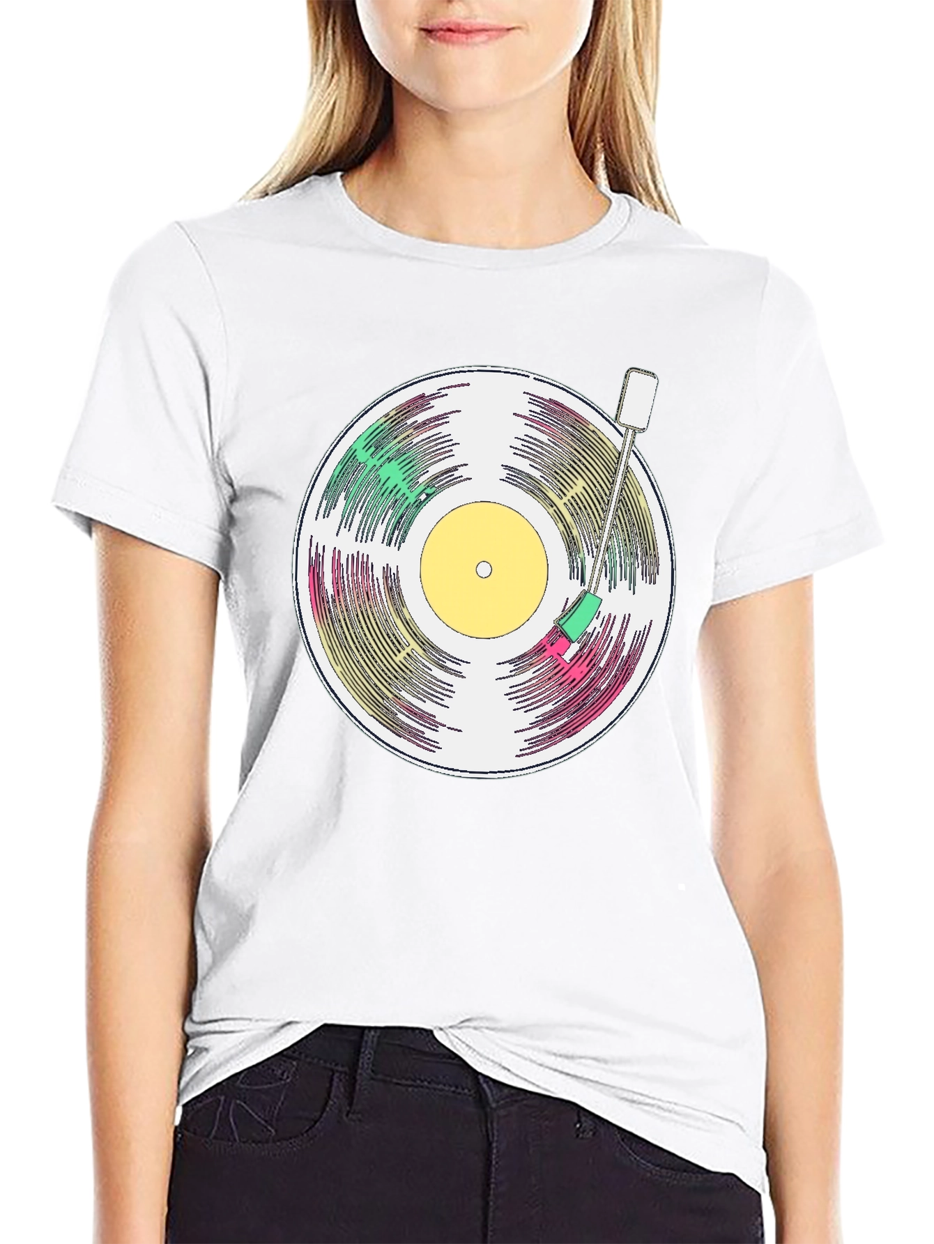 Retro Vinyl Record T-Shirt - Black