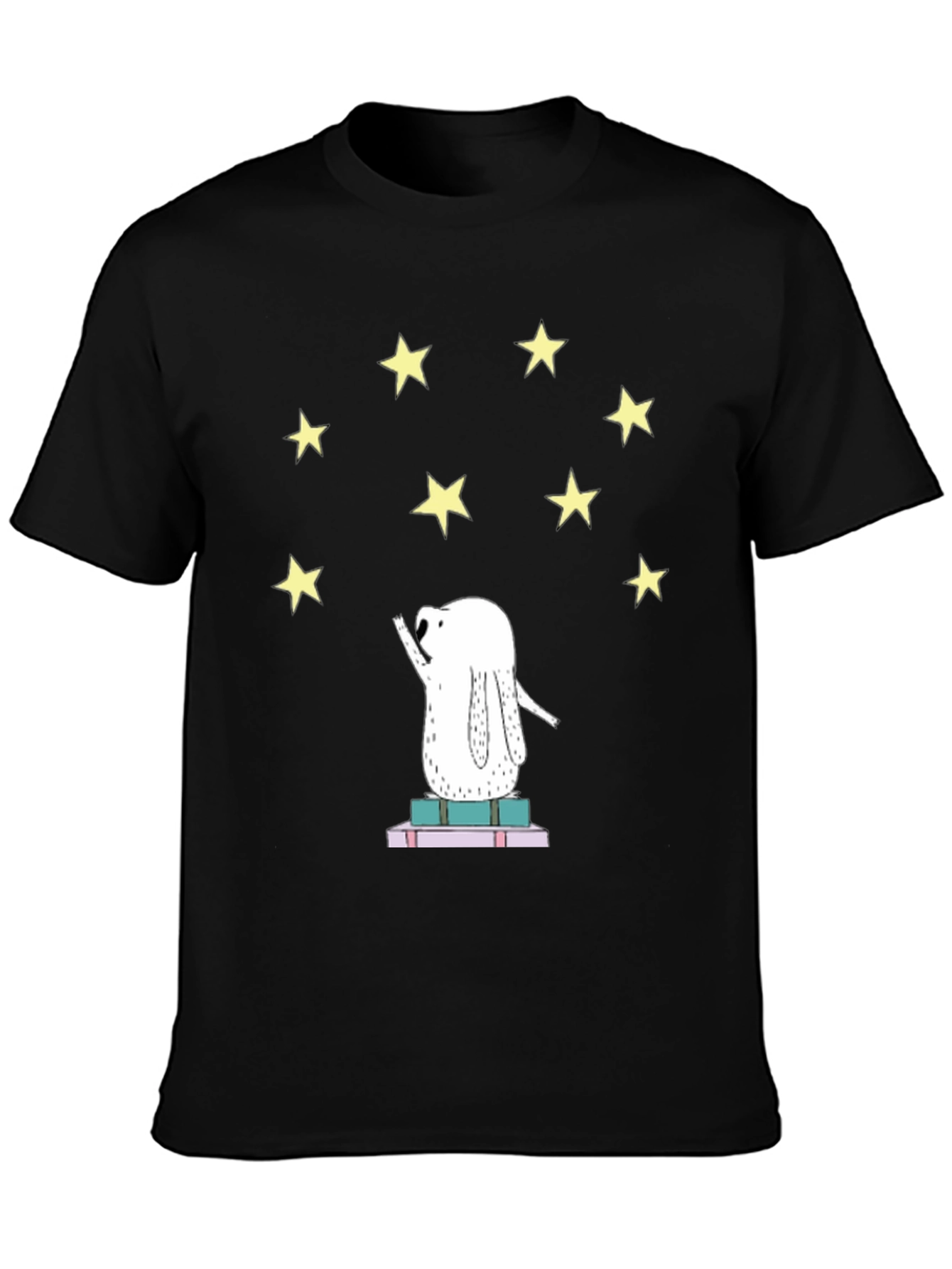 Starry Dreamer T-Shirt - Cute Rabbit on Books