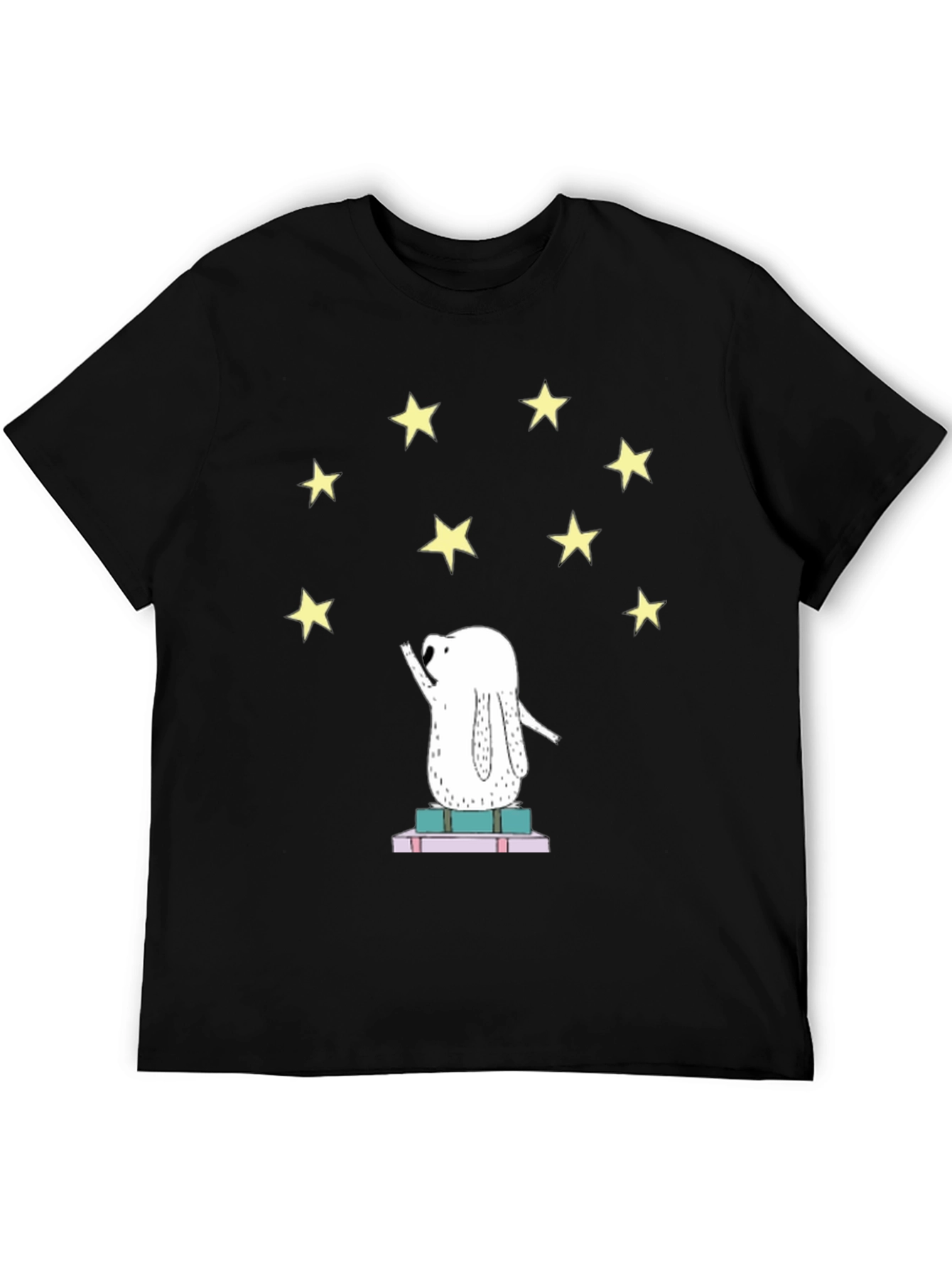 Starry Dreamer T-Shirt - Cute Rabbit on Books
