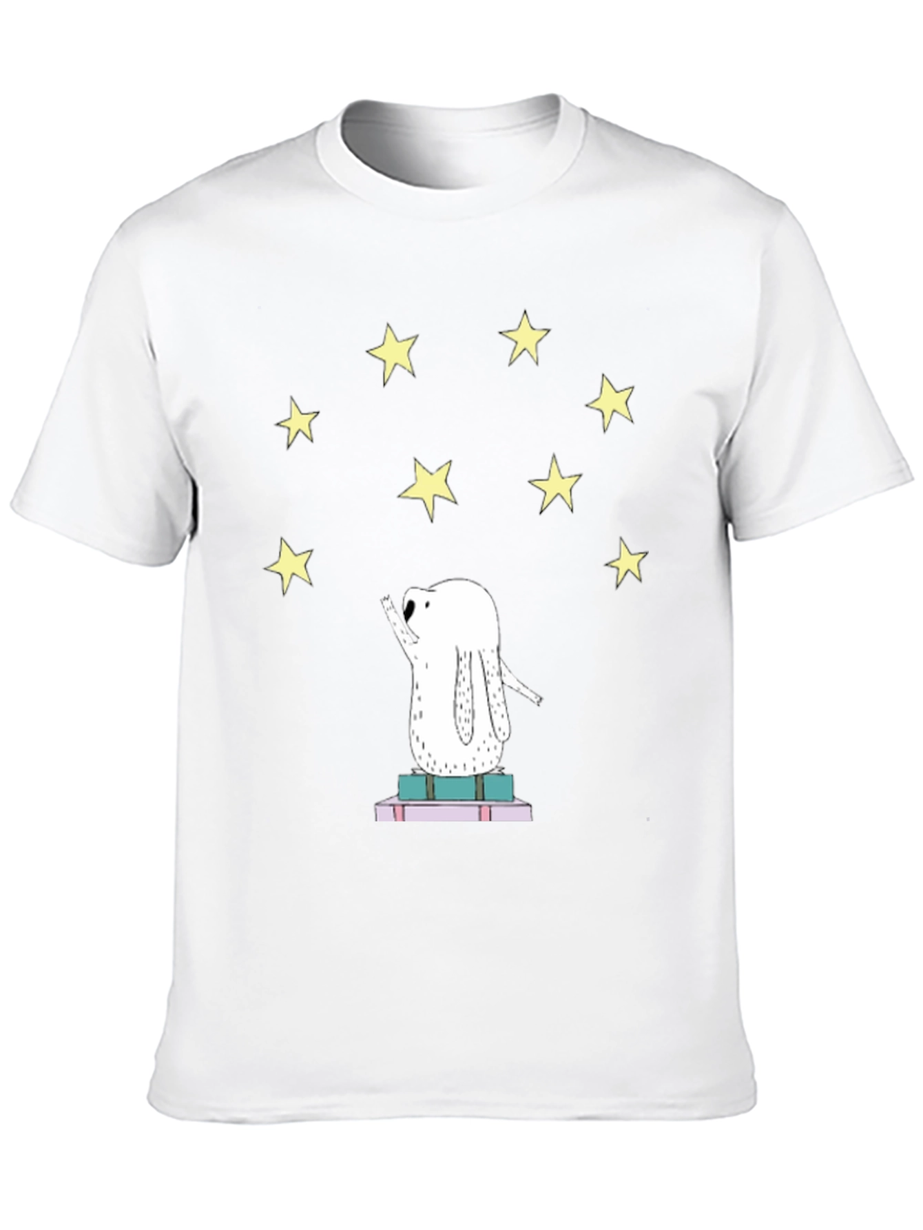 Starry Dreamer T-Shirt - Cute Rabbit on Books