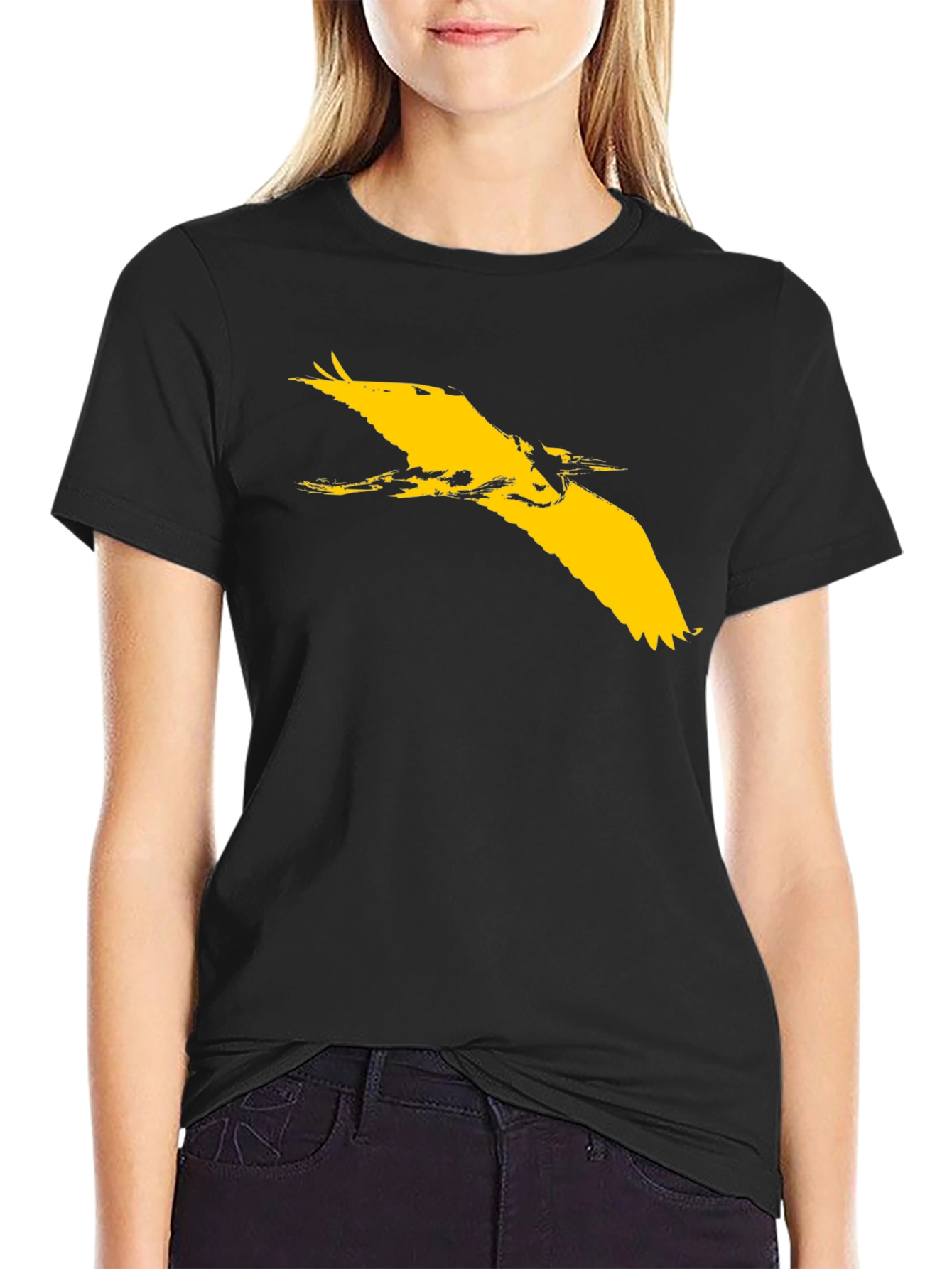 Black T-Shirt with Bird Design