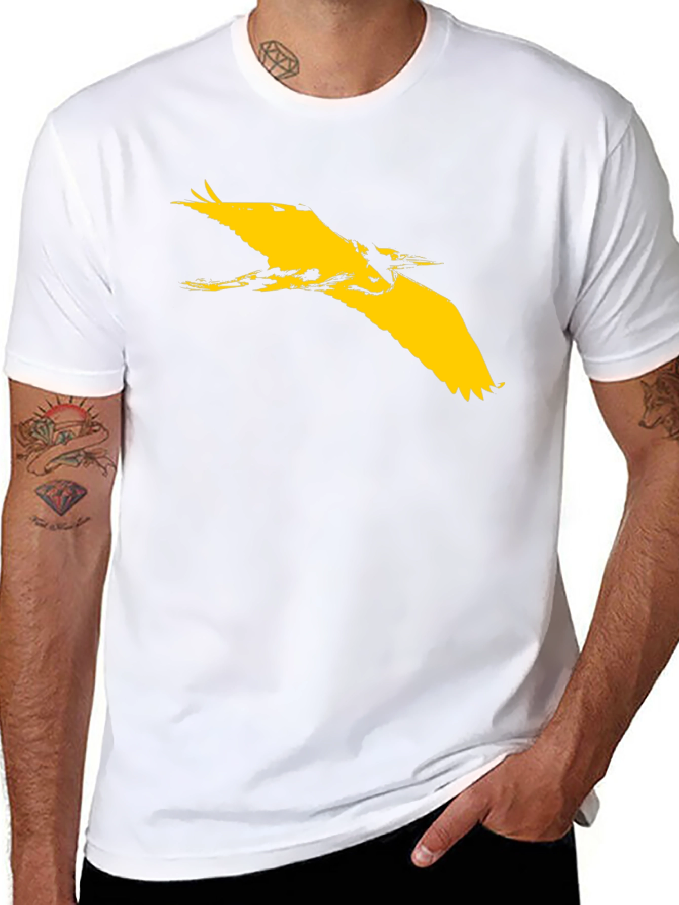 Black T-Shirt with Bird Design