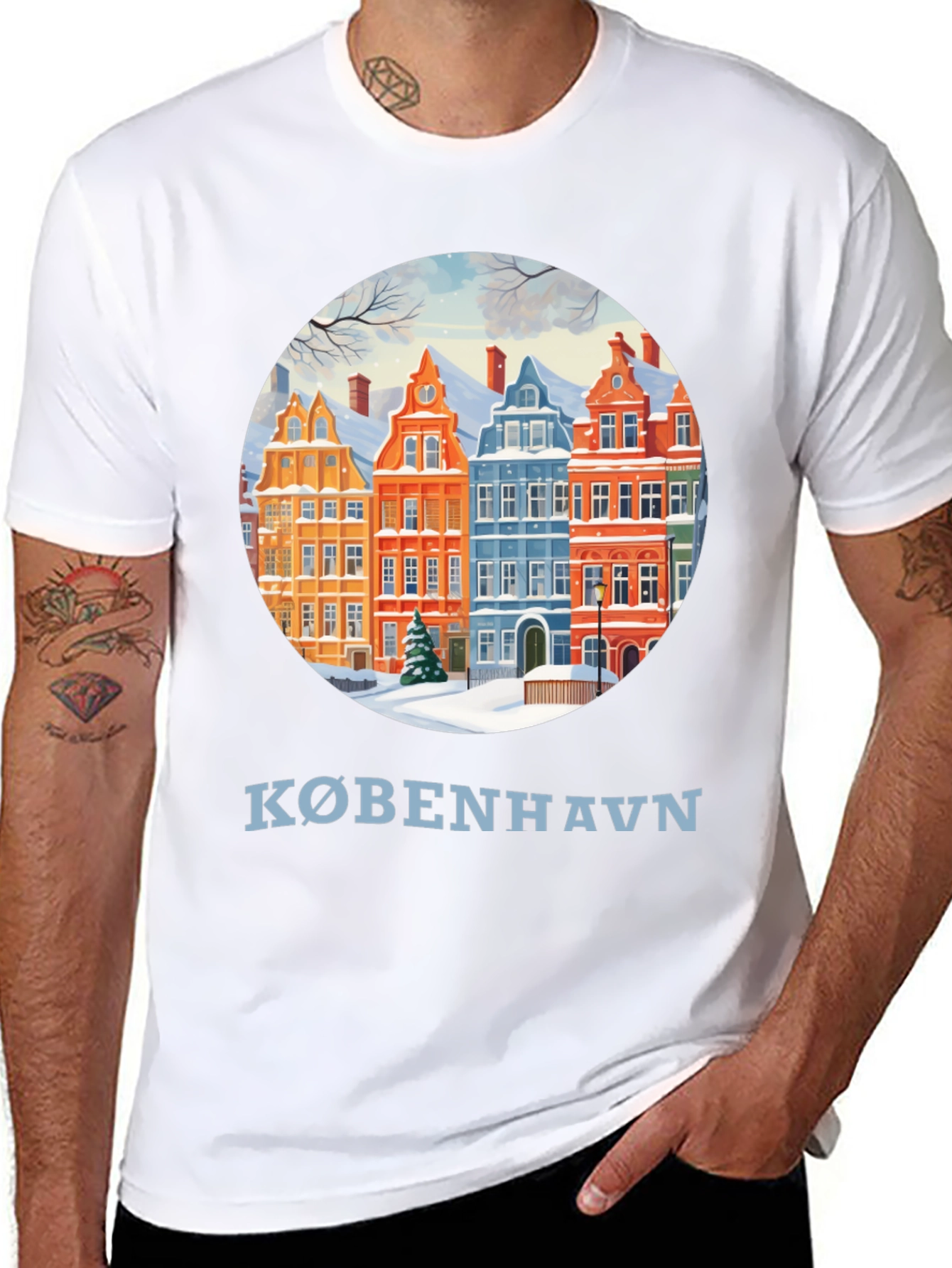 Copenhagen Winter Houses Graphic T-Shirt