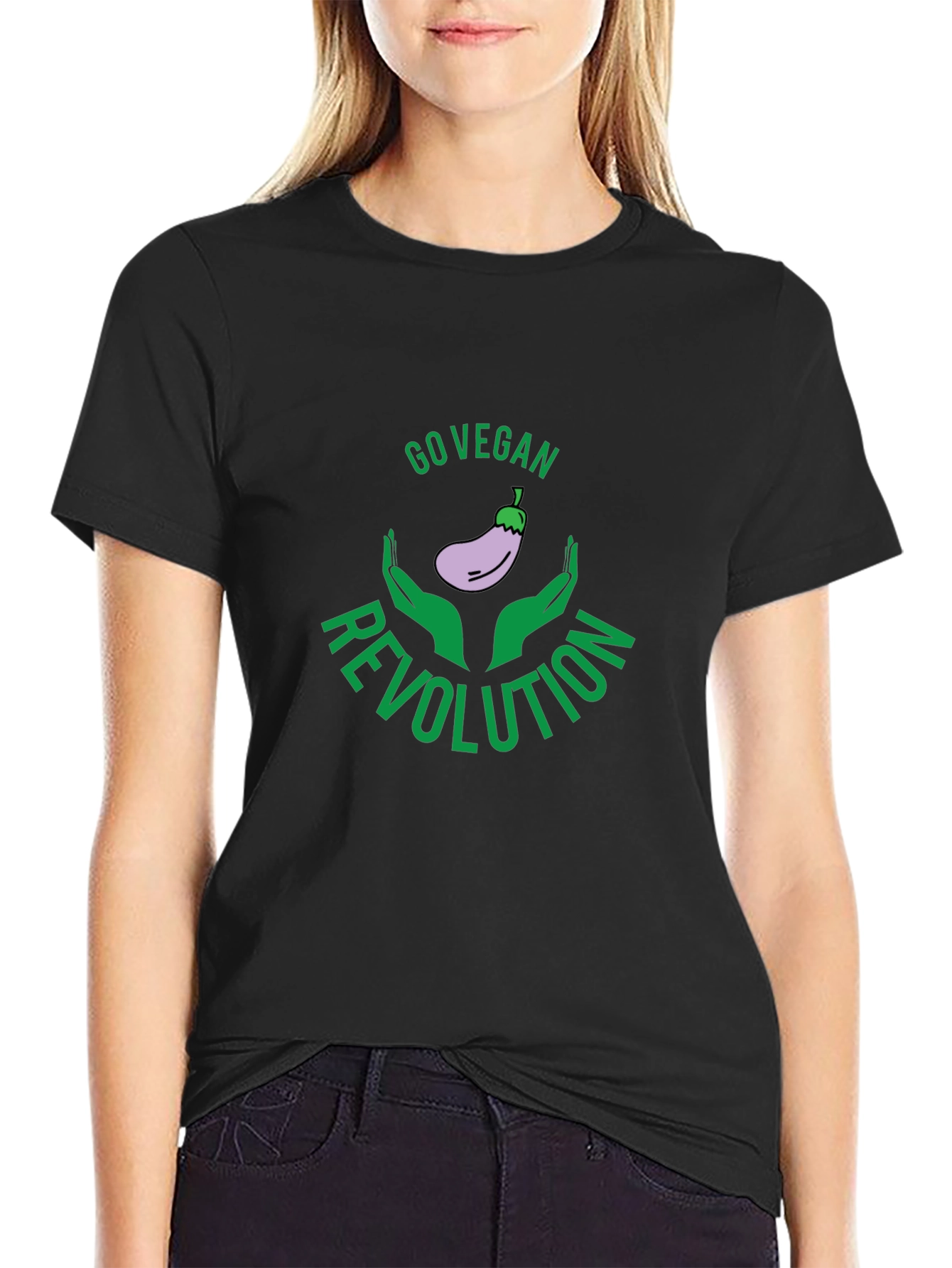 Go Vegan Revolution Black Graphic Tee