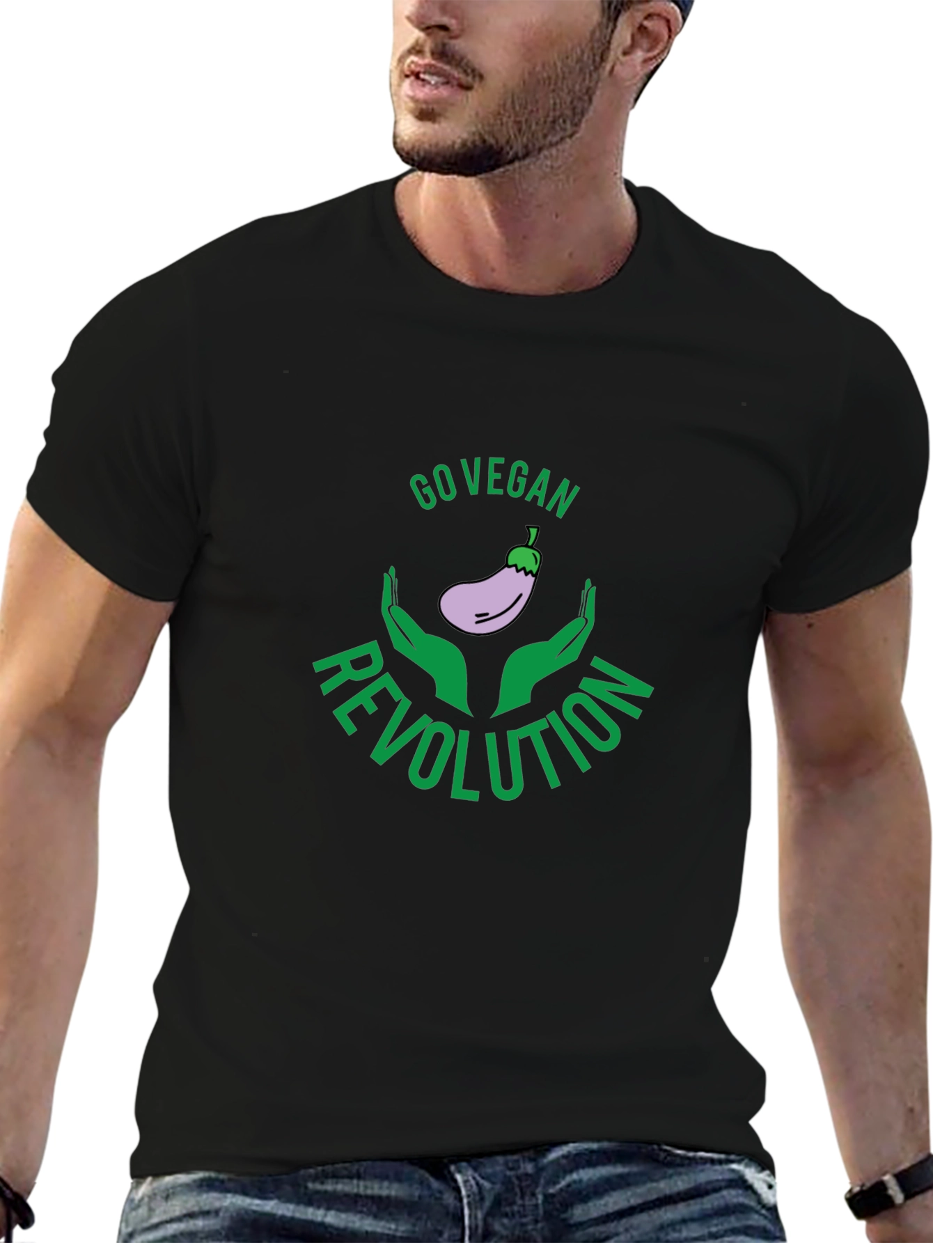Go Vegan Revolution Black Graphic Tee