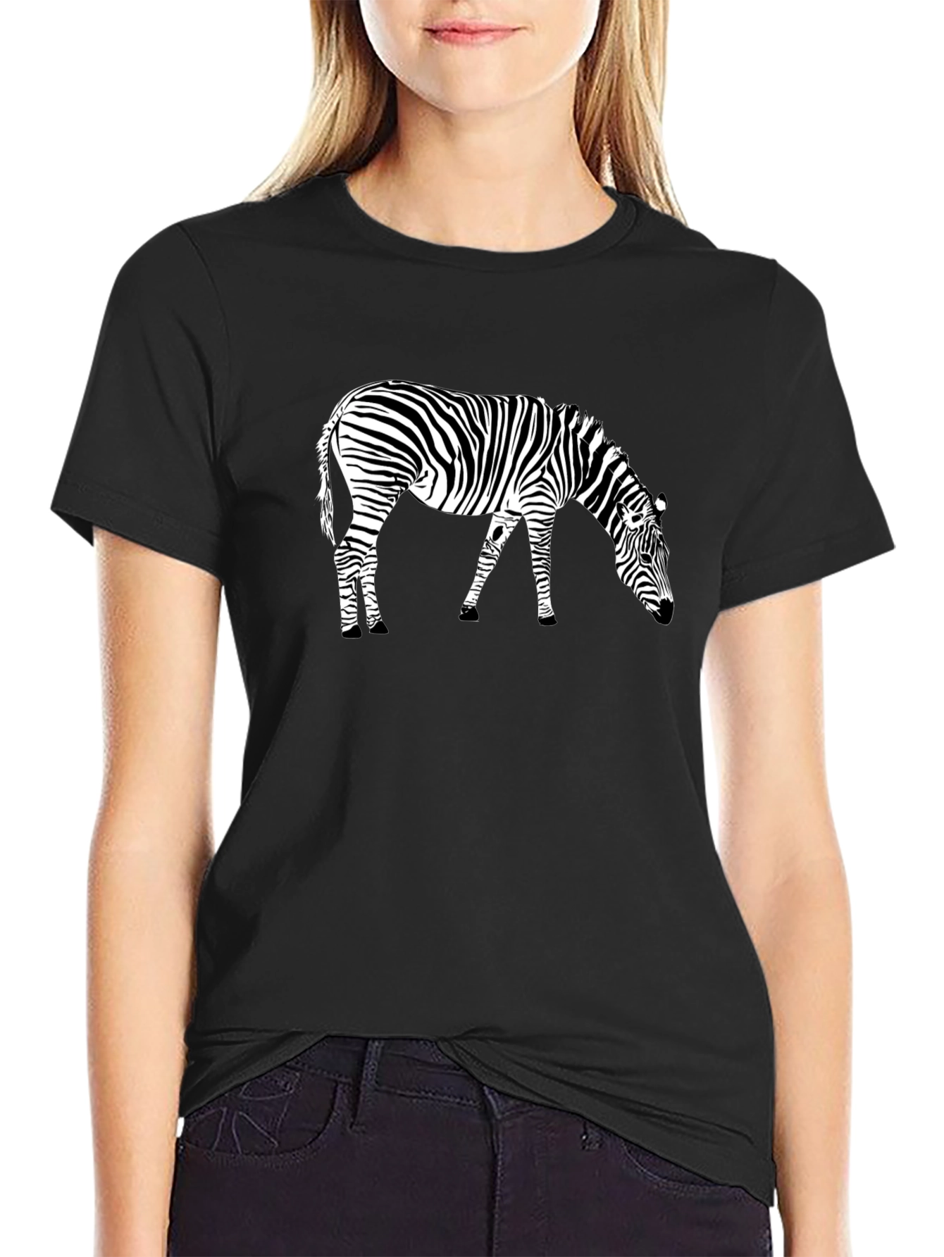 Zebra Print Black T-Shirt Animal Graphic Tee