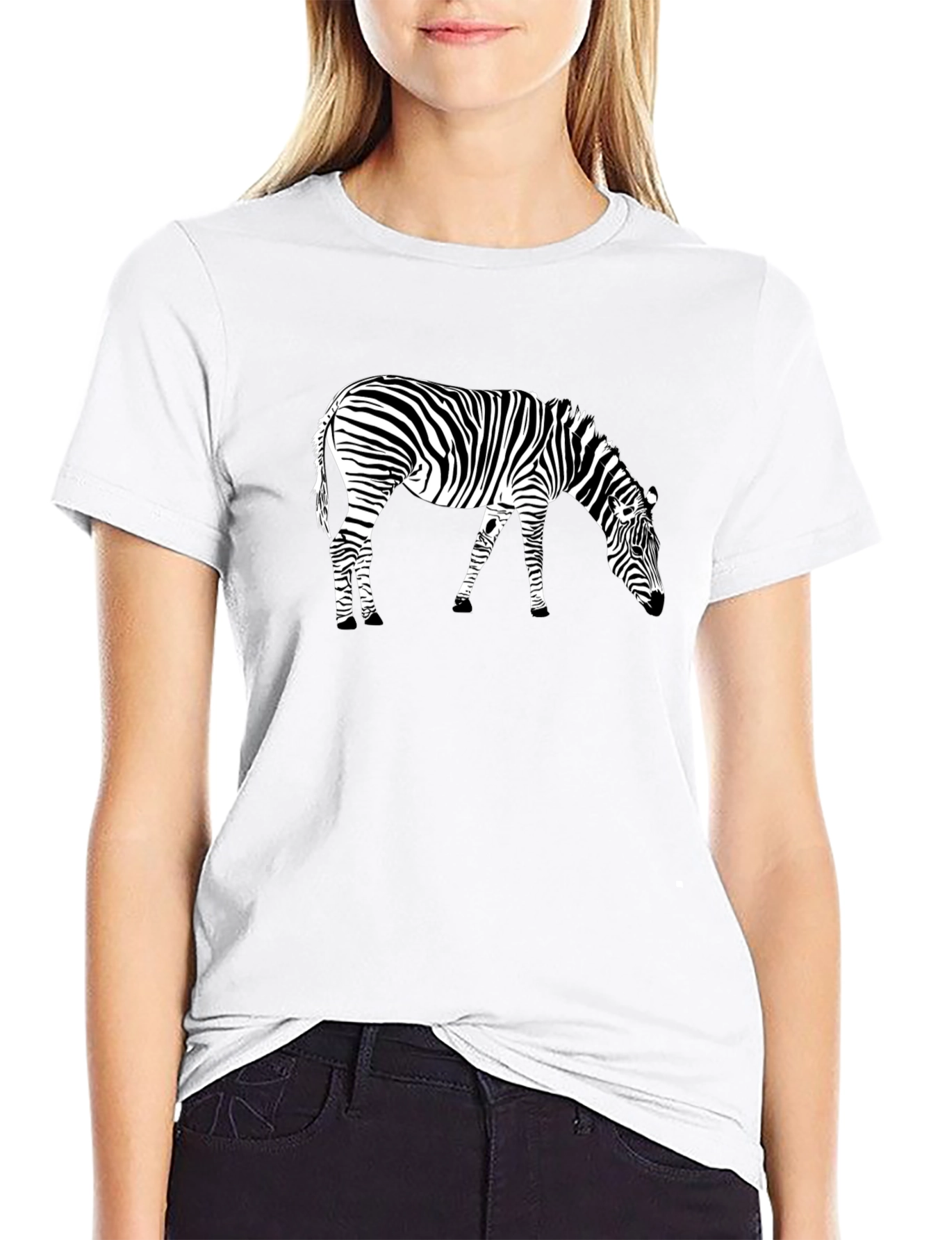 Zebra Print Black T-Shirt Animal Graphic Tee