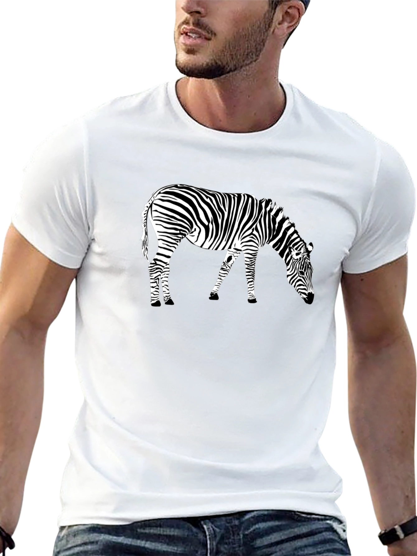 Zebra Print Black T-Shirt Animal Graphic Tee