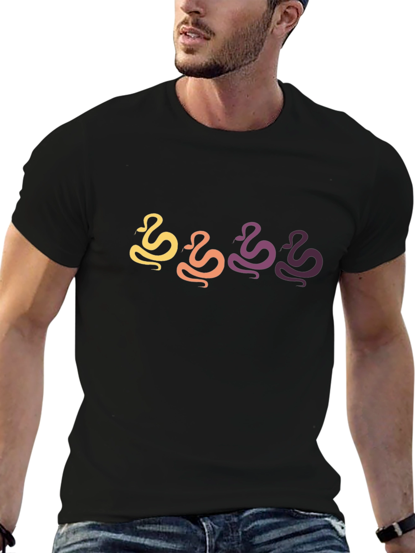 Retro Snake Graphic Black T-Shirt