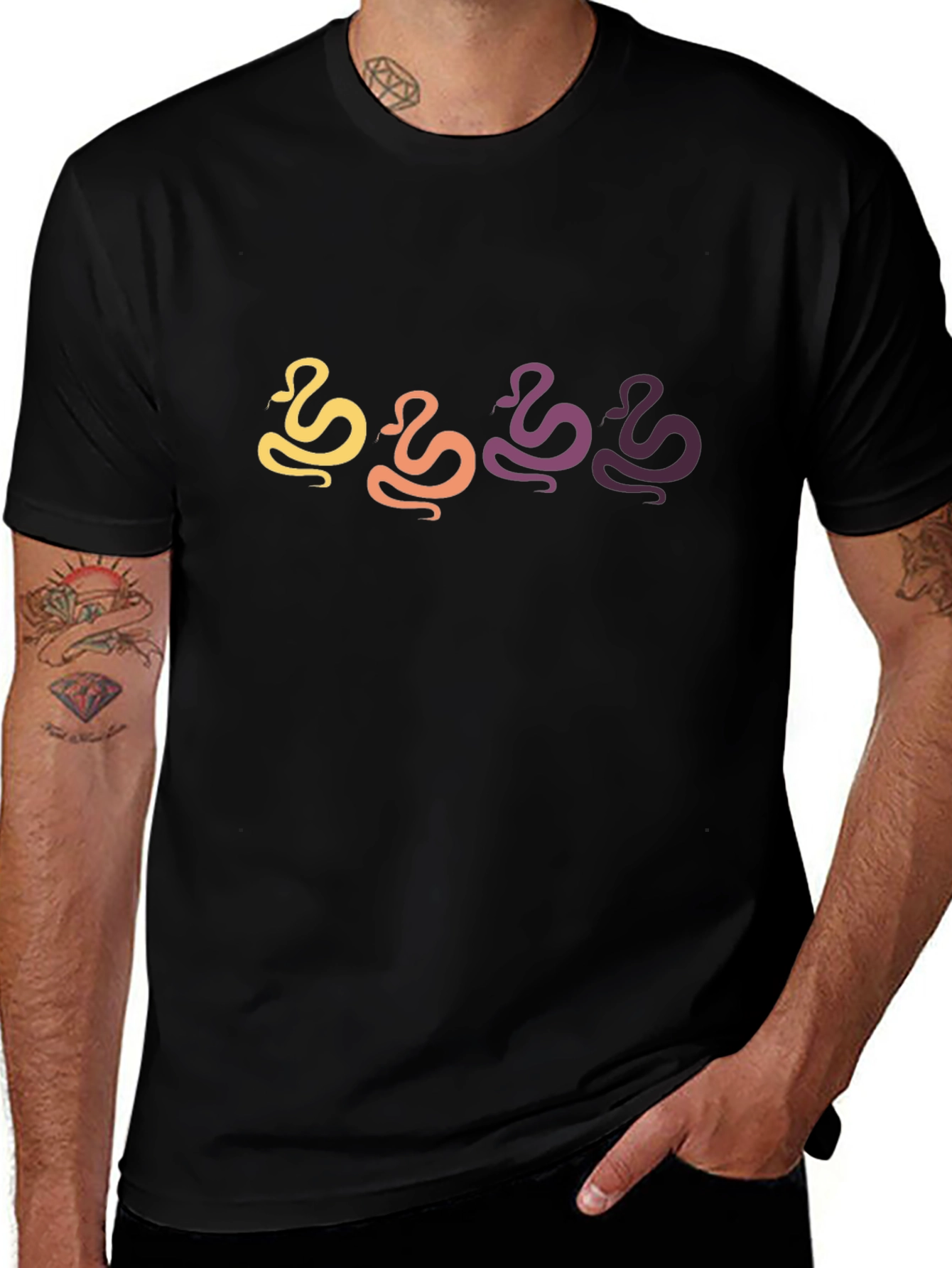 Retro Snake Graphic Black T-Shirt