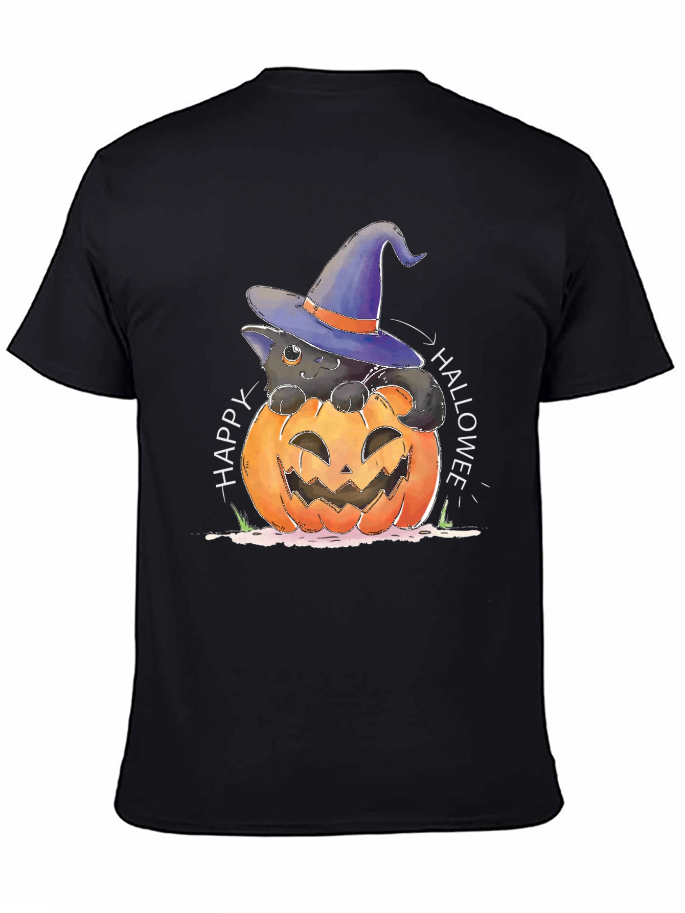 Halloween Cat in Pumpkin T-Shirt