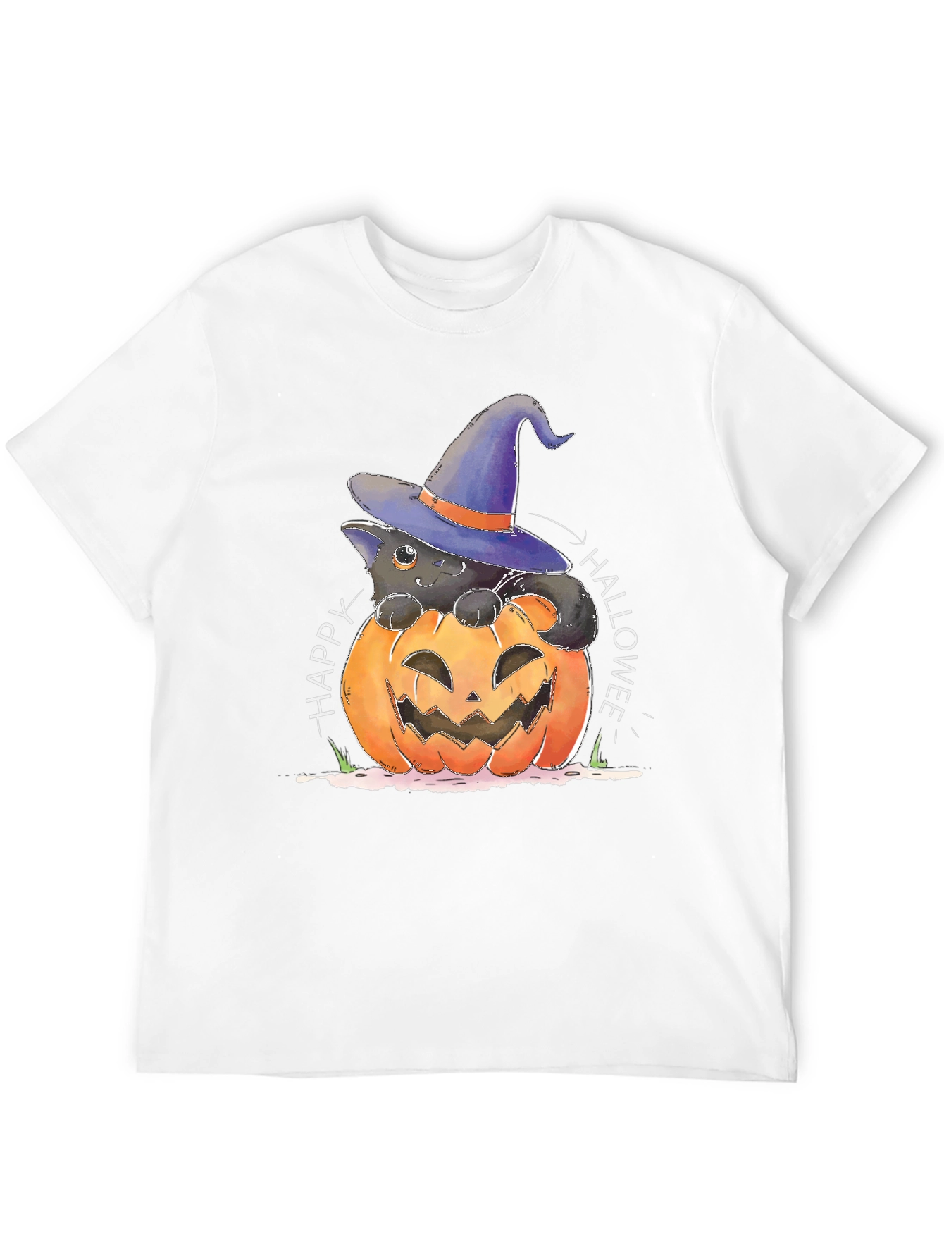 Halloween Cat in Pumpkin T-Shirt