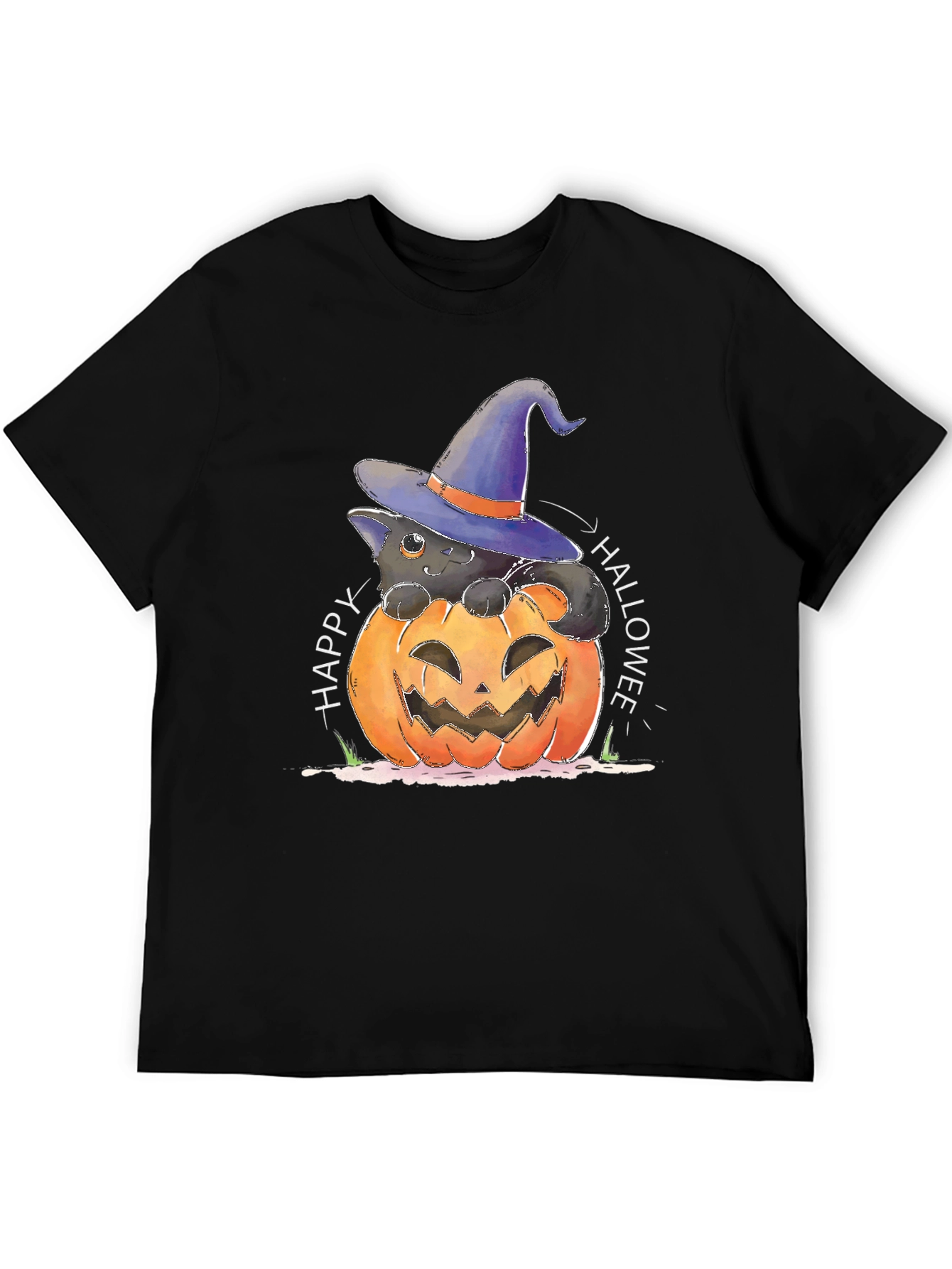 Halloween Cat in Pumpkin T-Shirt