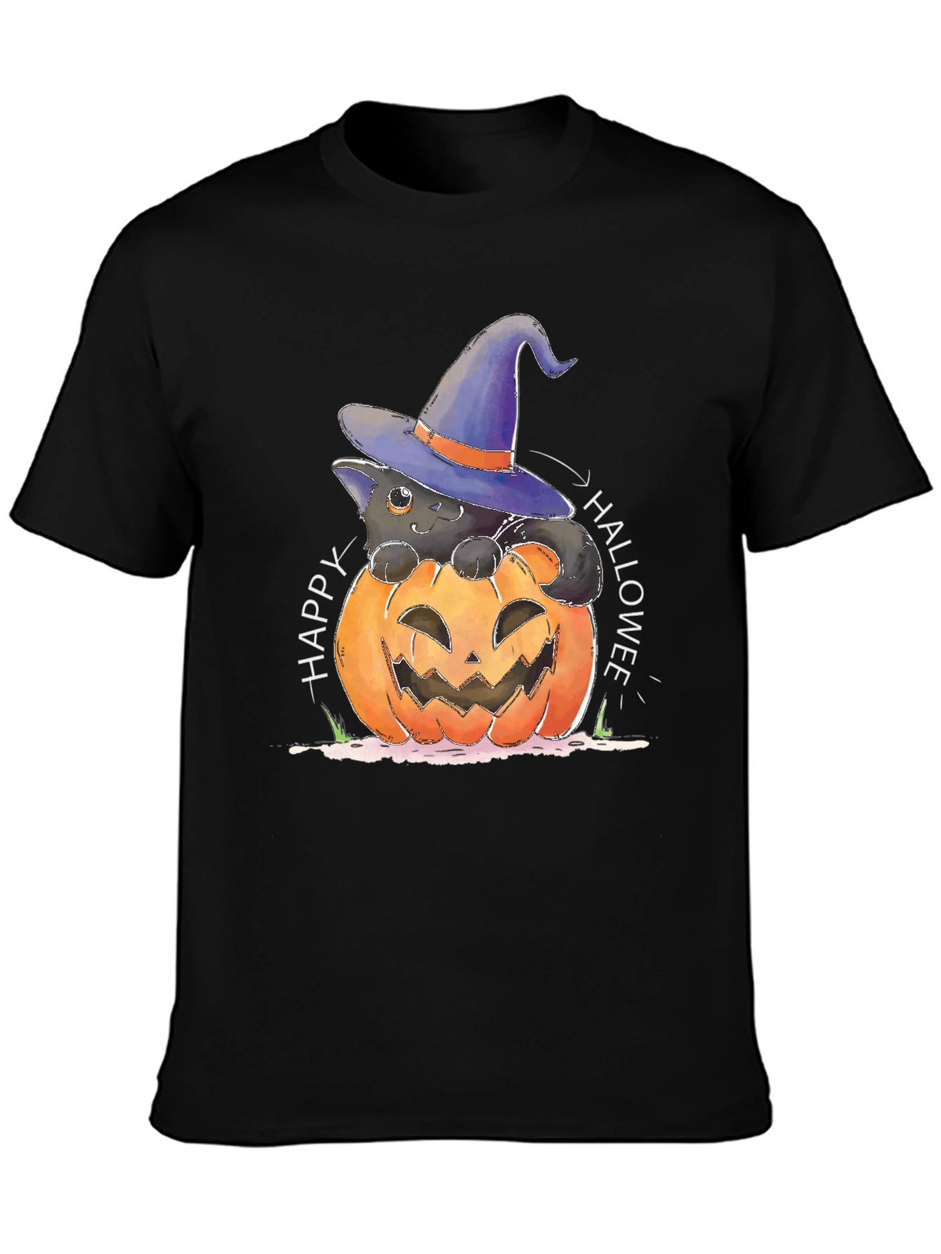 Halloween Cat in Pumpkin T-Shirt