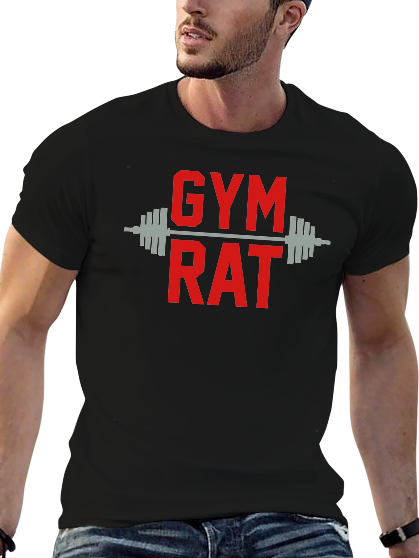 Gym Rat T-Shirt - Black Cotton Workout Tee