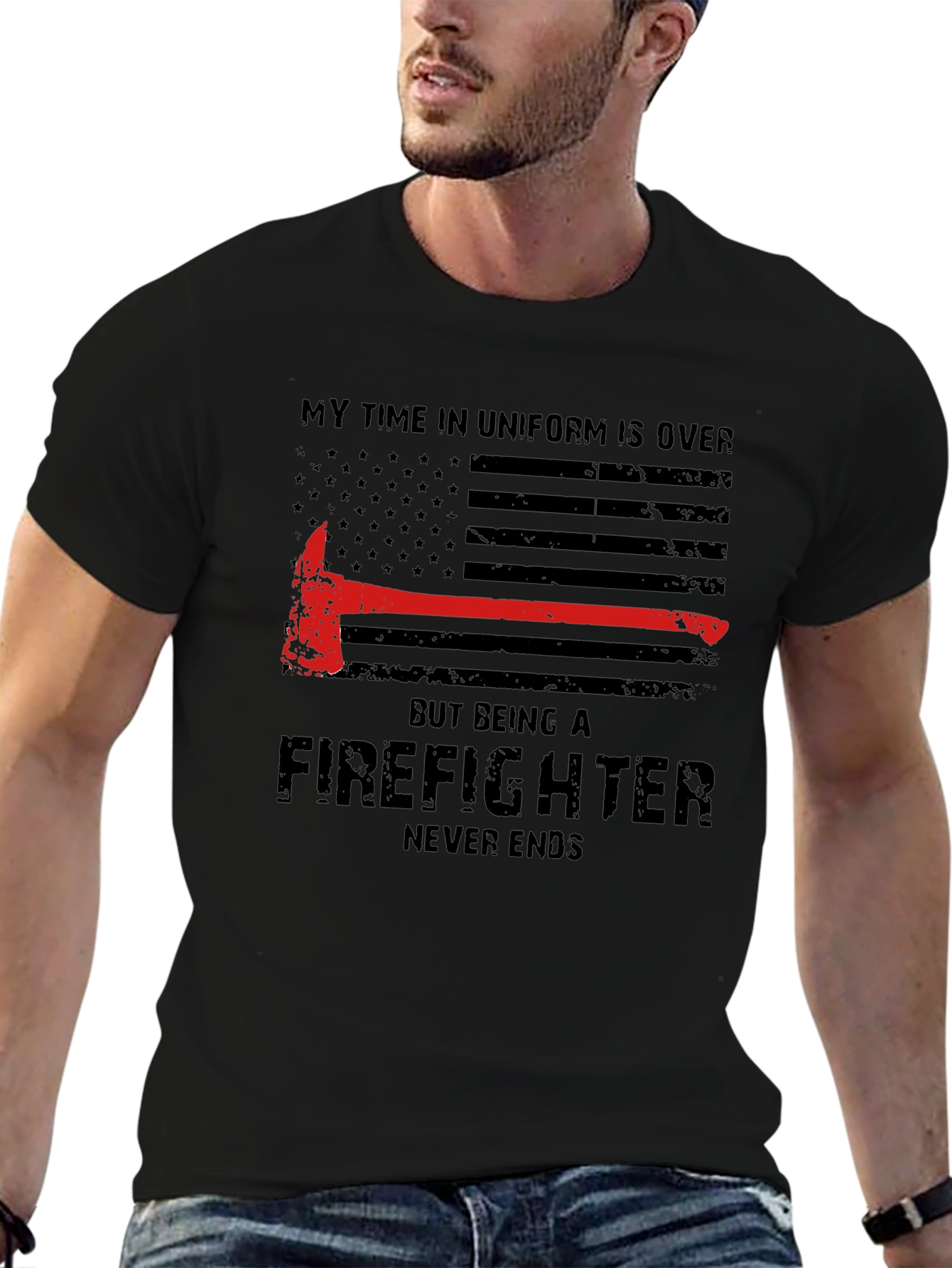 Firefighter Never Ends Black T-Shirt