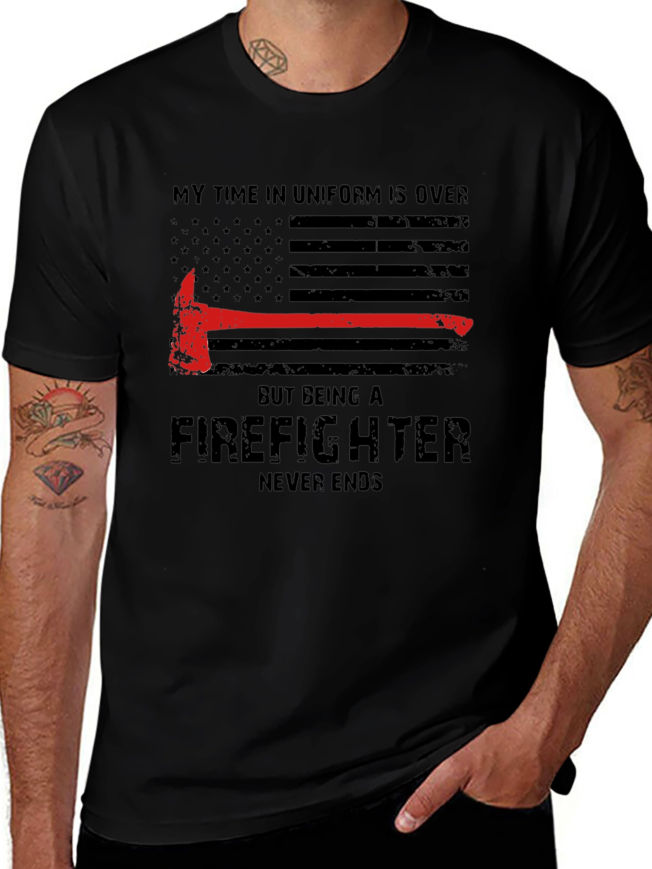 Firefighter Never Ends Black T-Shirt