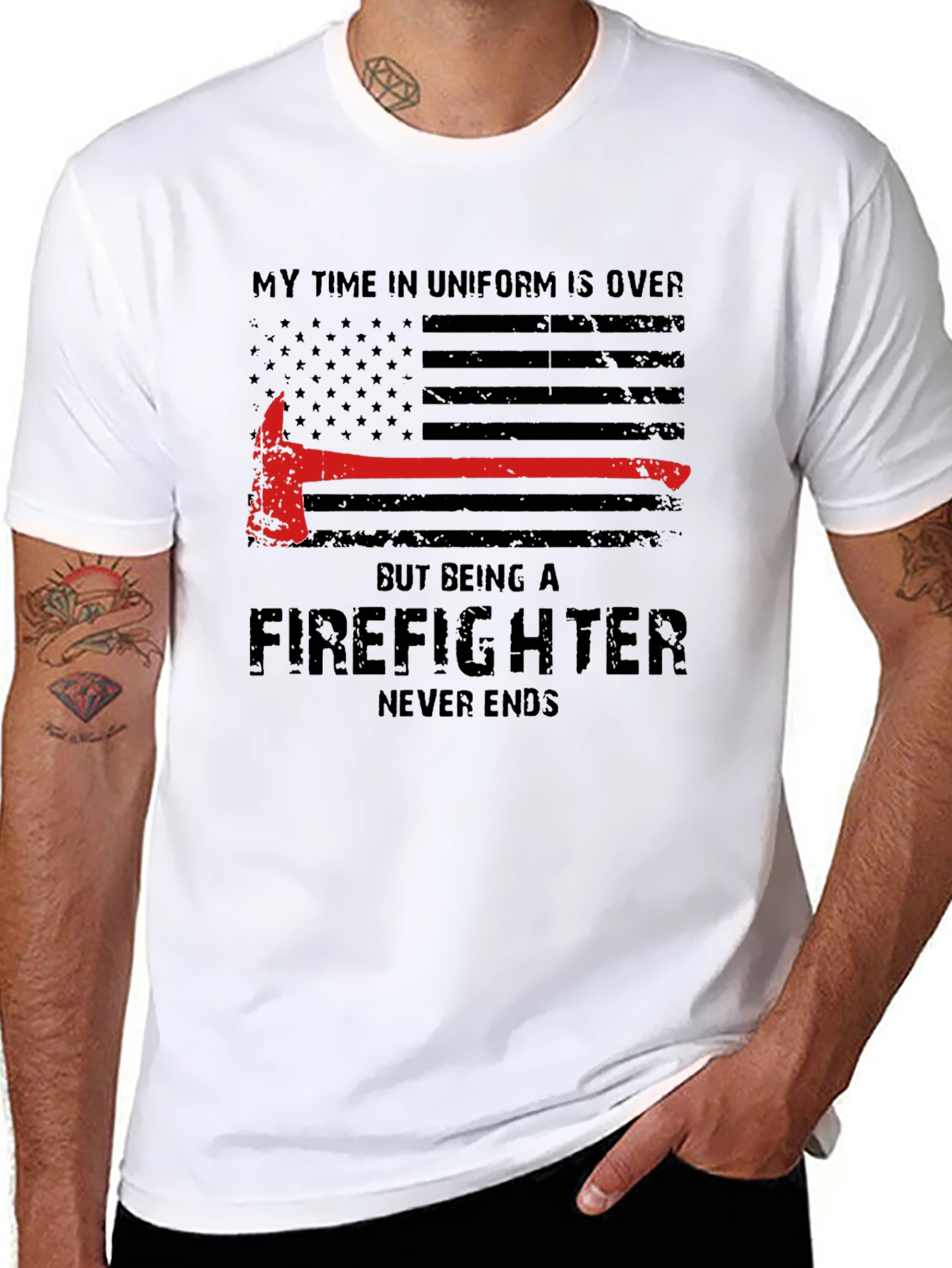 Firefighter Never Ends Black T-Shirt