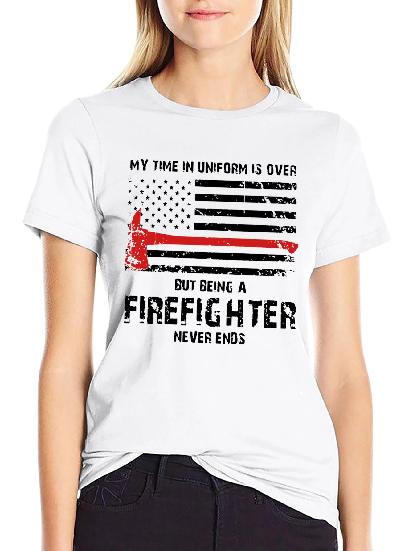 Firefighter Never Ends Black T-Shirt
