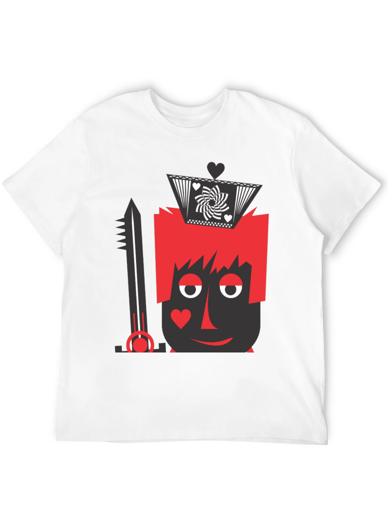 King of Hearts Graphic Tee - Black Crew Neck