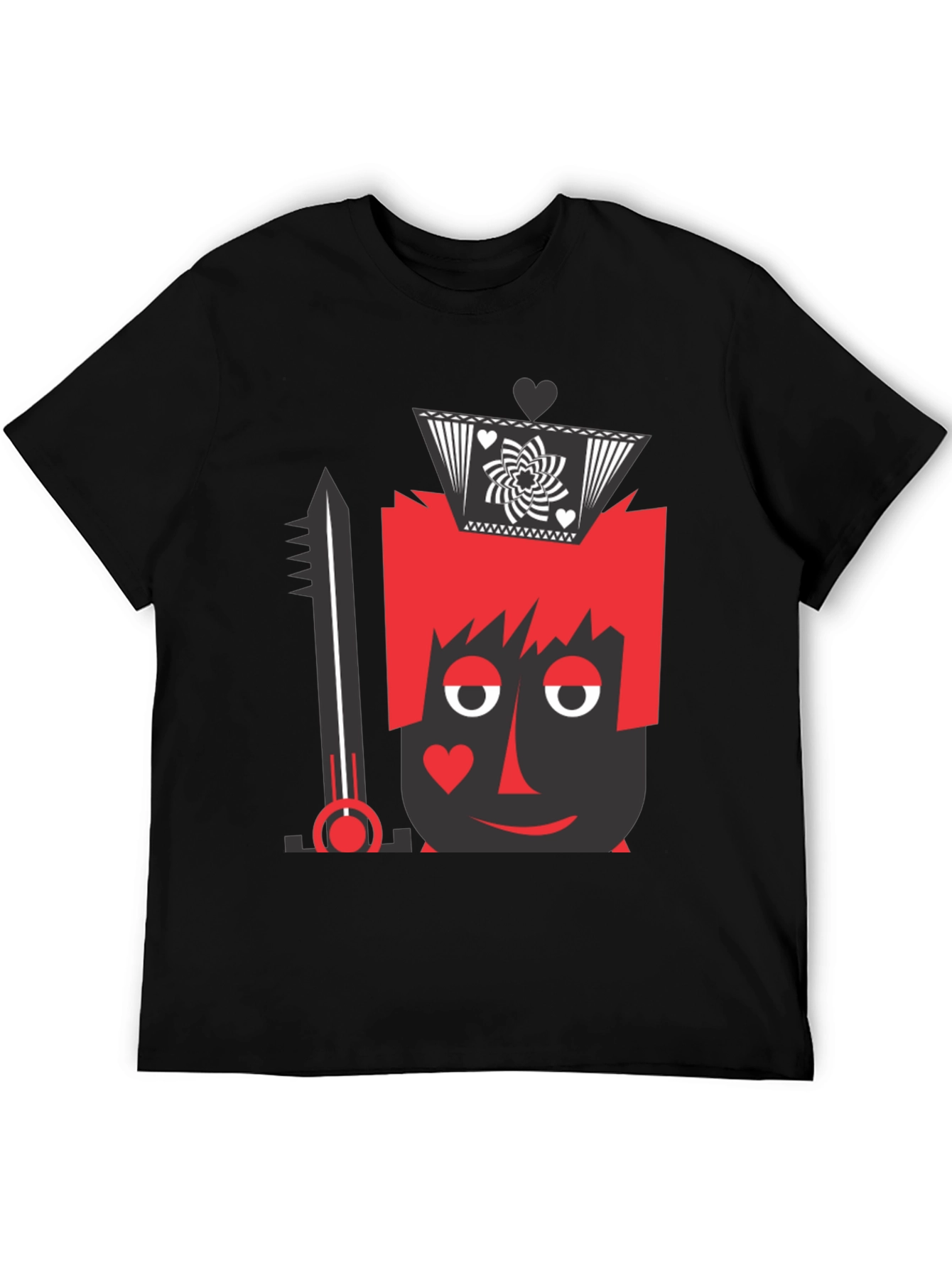 King of Hearts Graphic Tee - Black Crew Neck