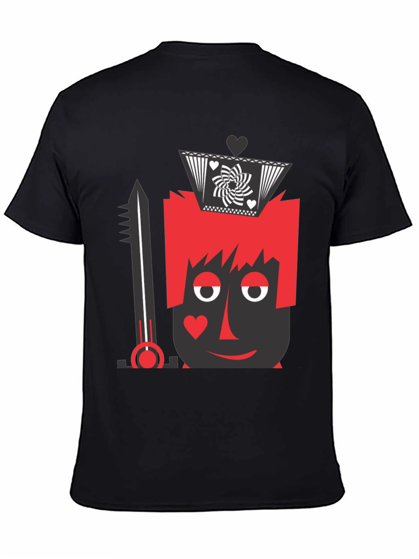 King of Hearts Graphic Tee - Black Crew Neck