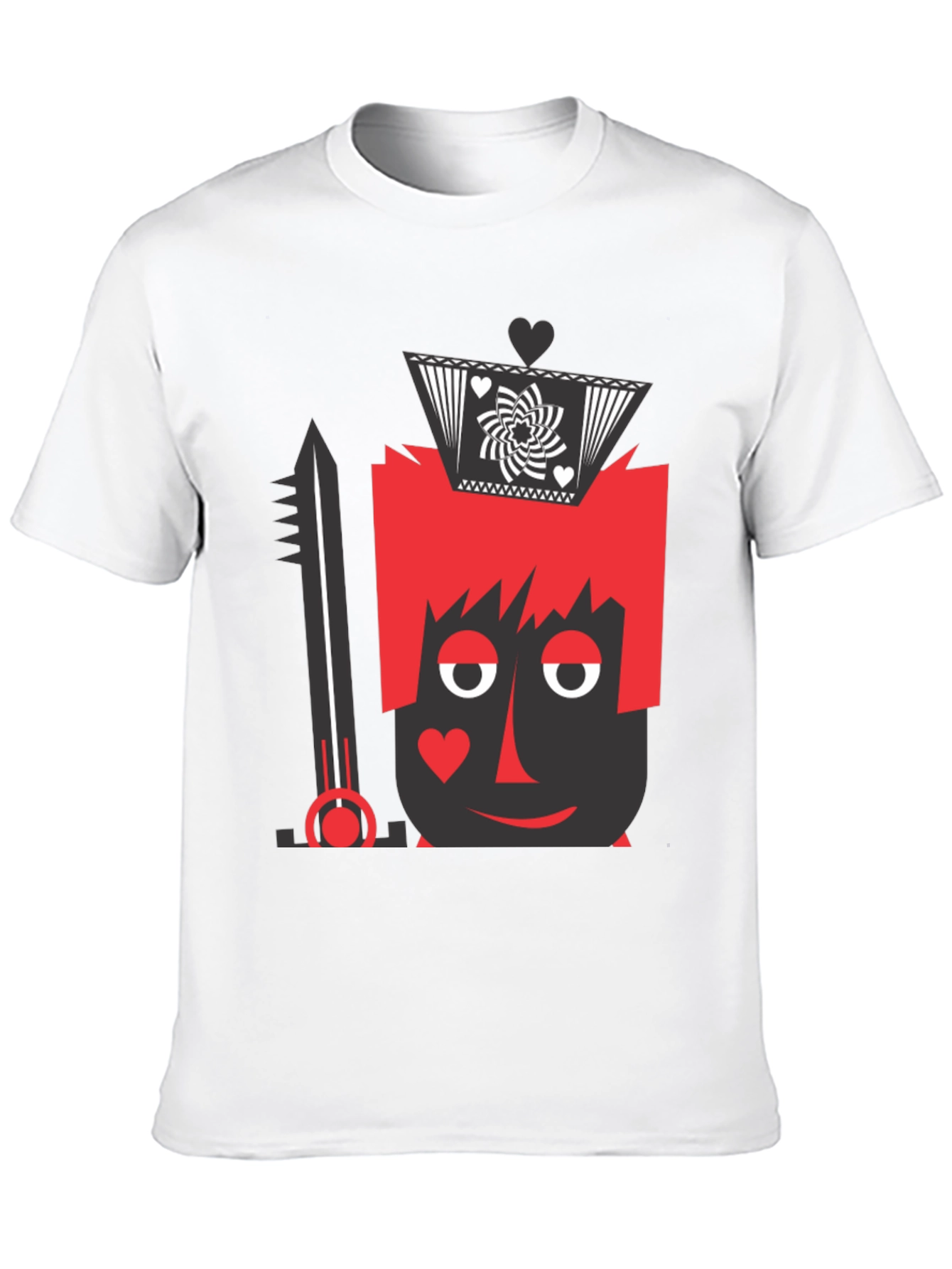 King of Hearts Graphic Tee - Black Crew Neck