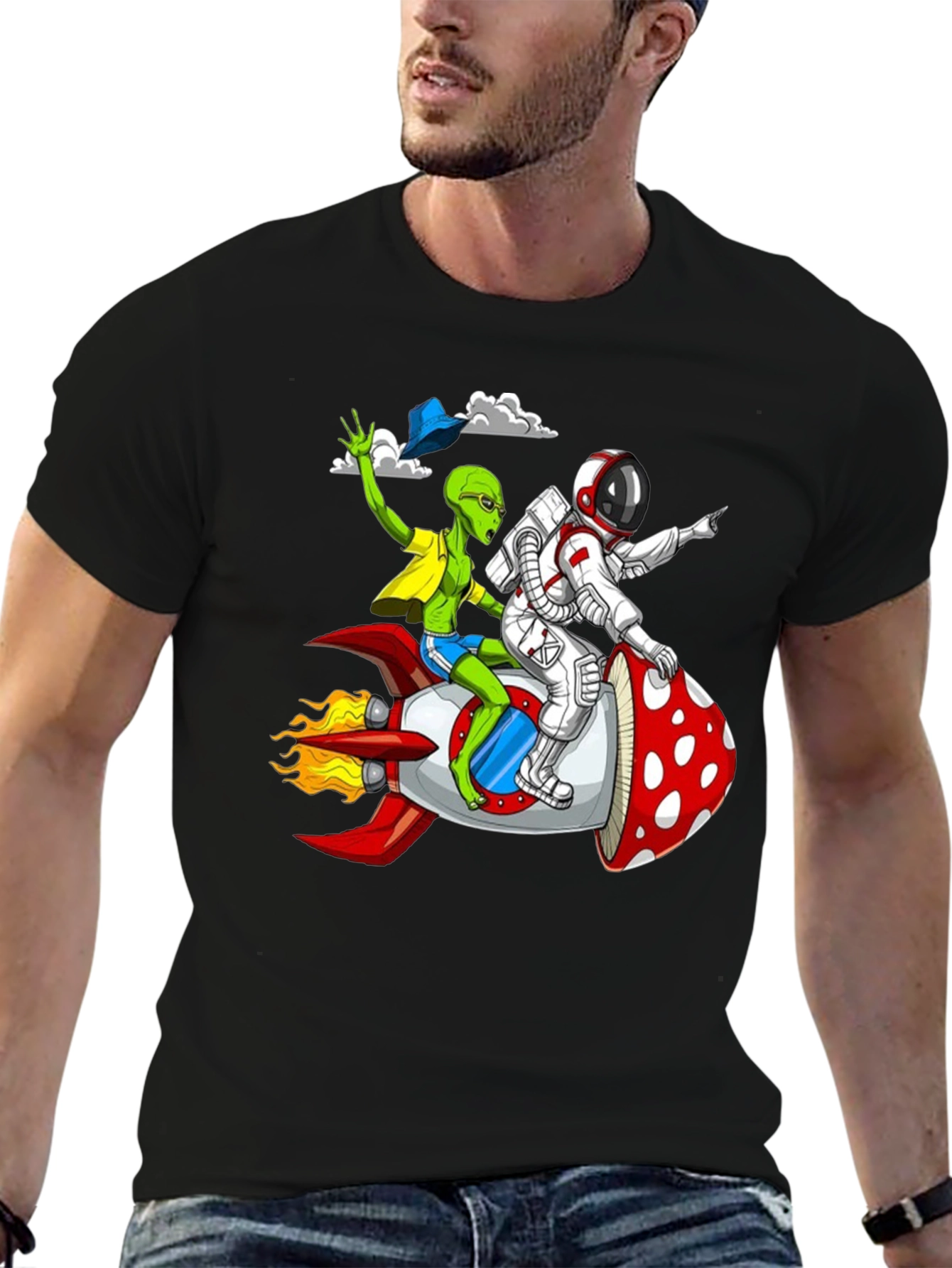 Alien & Astronaut Rocket Ride Graphic Tee