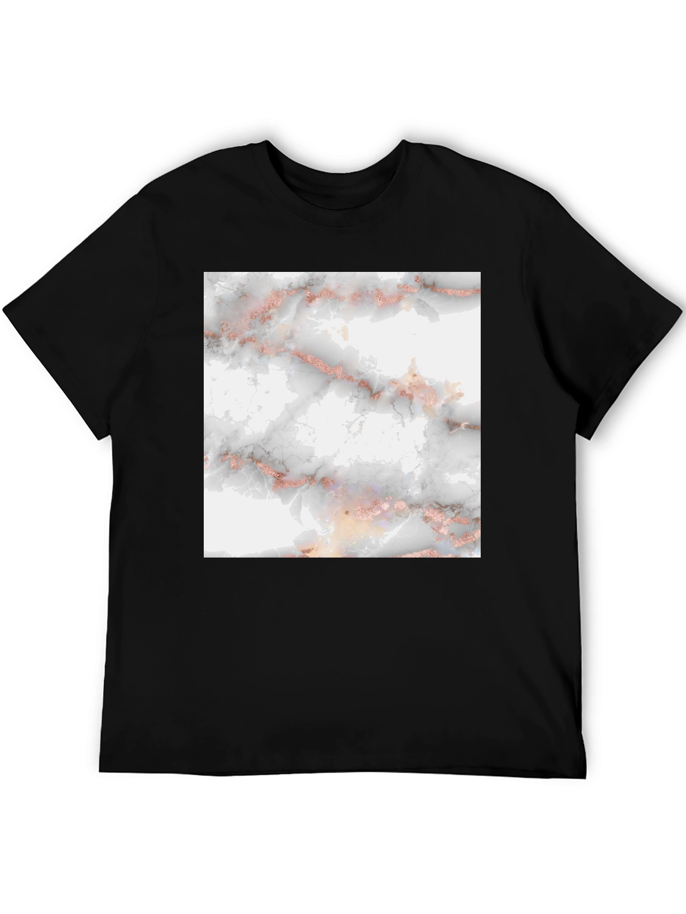 Trendy Black Tee with Marble Print