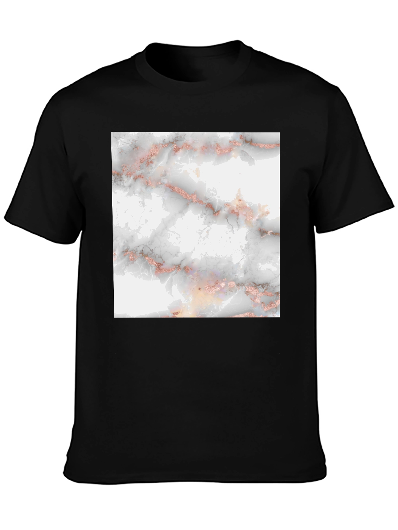 Trendy Black Tee with Marble Print
