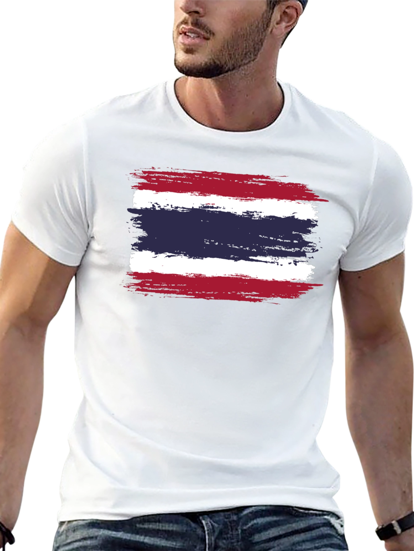 Thailand Flag T-Shirt - Distressed Grunge Style