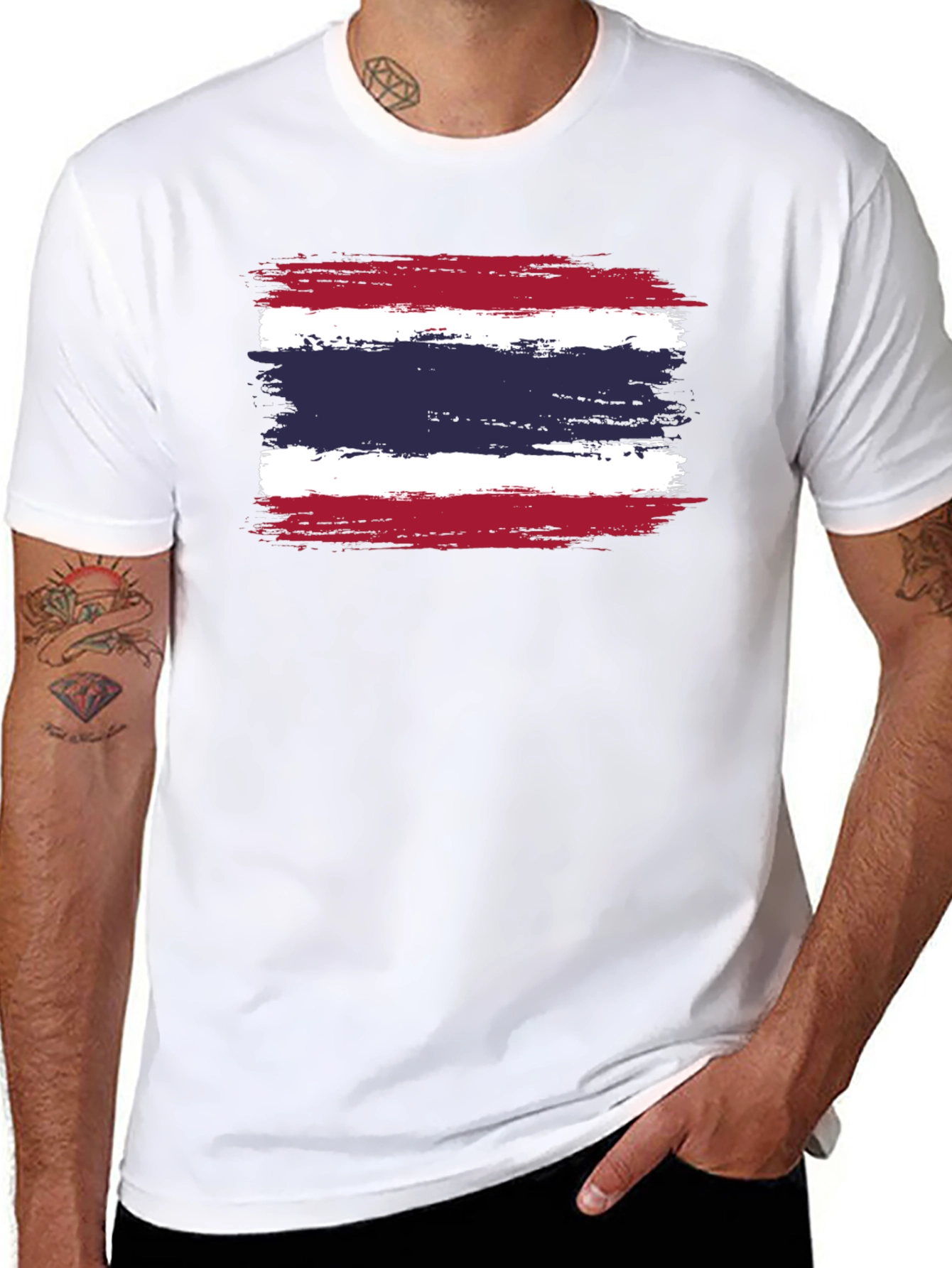 Thailand Flag T-Shirt - Distressed Grunge Style