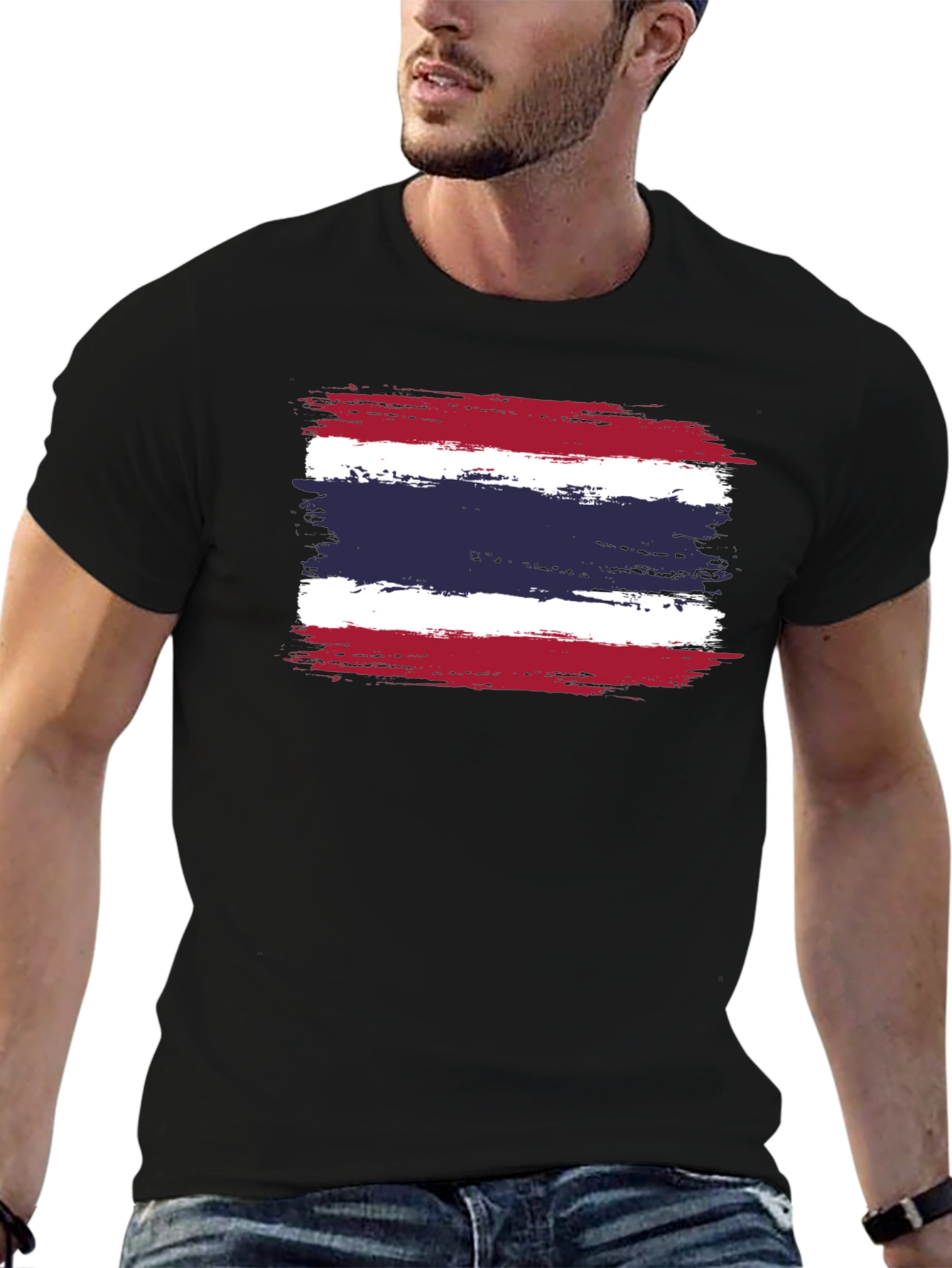 Thailand Flag T-Shirt - Distressed Grunge Style