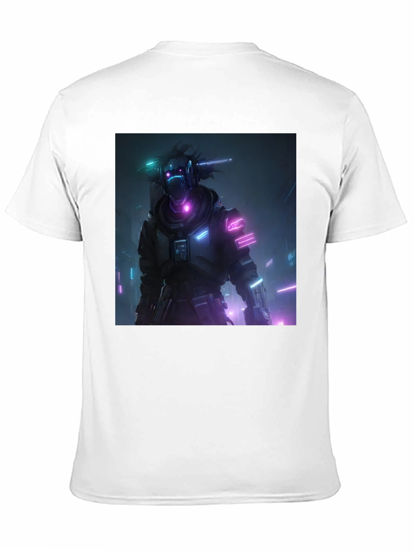 Cyberpunk Neon Character Black T-Shirt