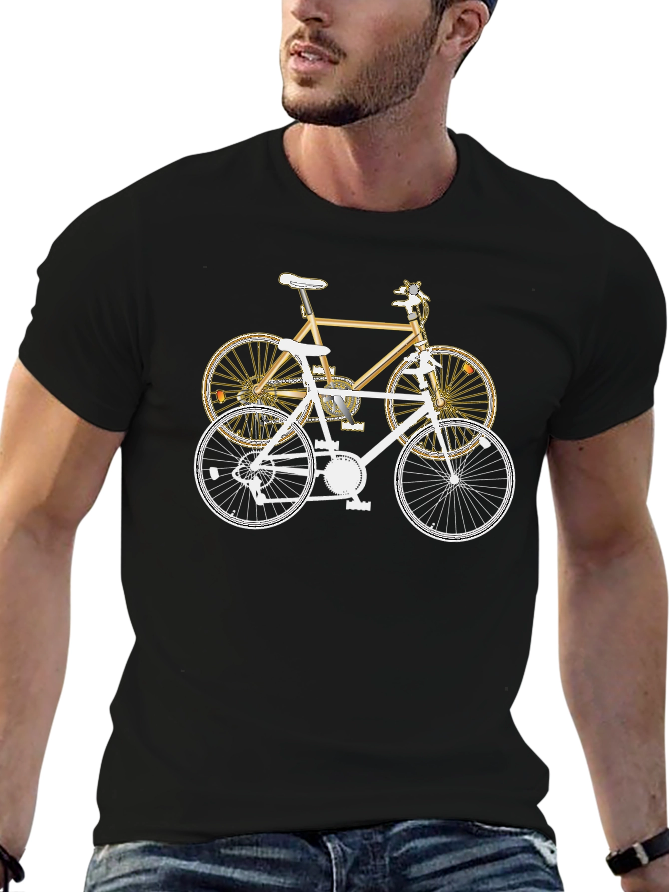 Two Bikes Graphic T-Shirt | Stylish Bicycle Tee