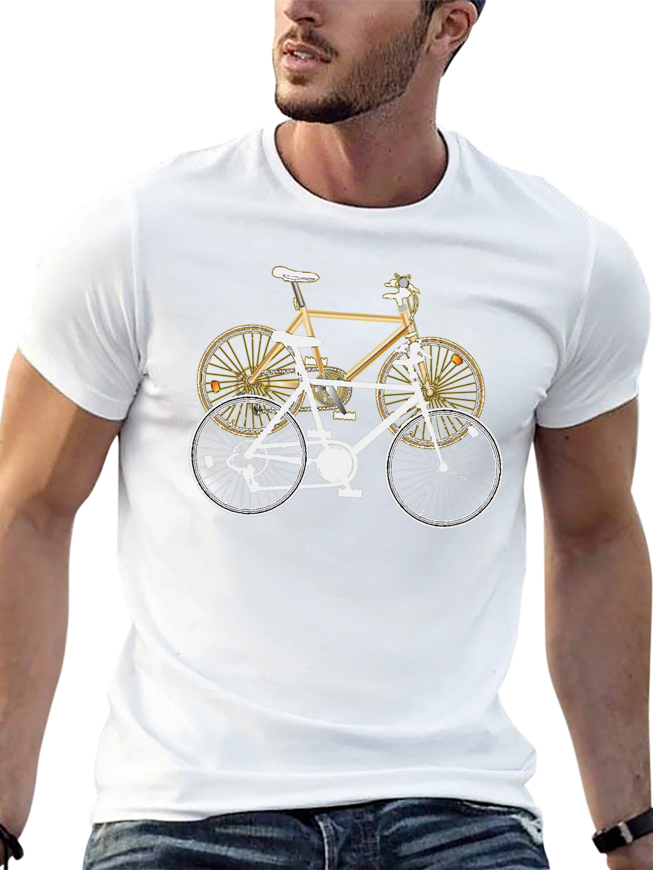 Two Bikes Graphic T-Shirt | Stylish Bicycle Tee