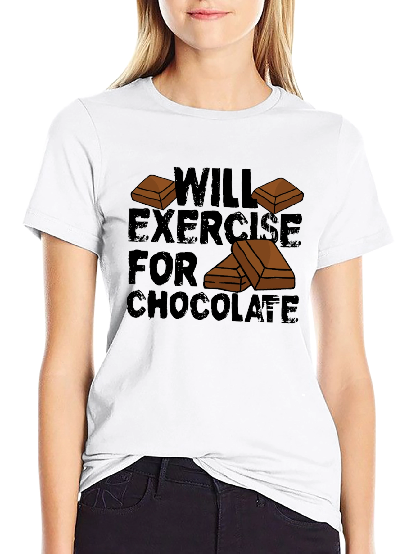 Will Exercise for Chocolate Mens Black T-Shirt