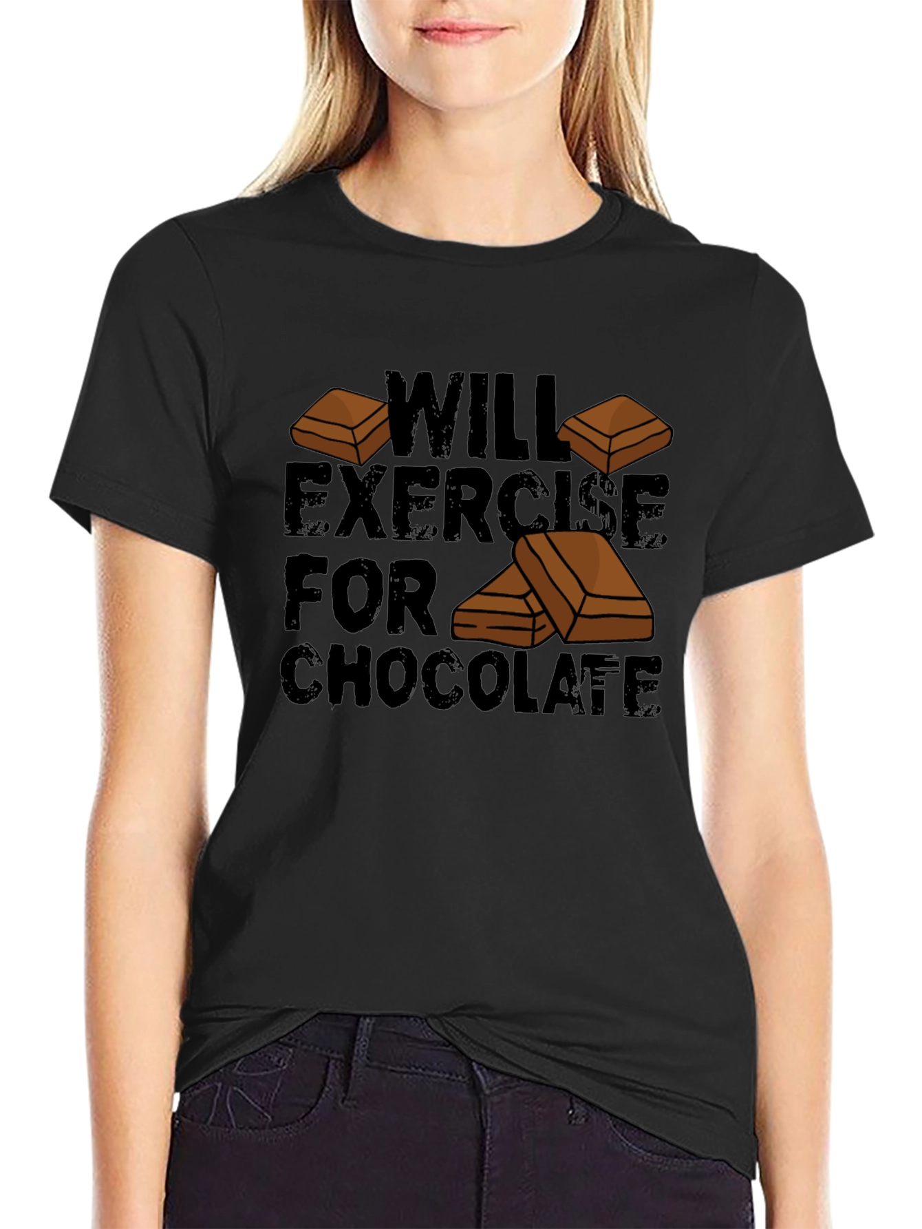Will Exercise for Chocolate Mens Black T-Shirt