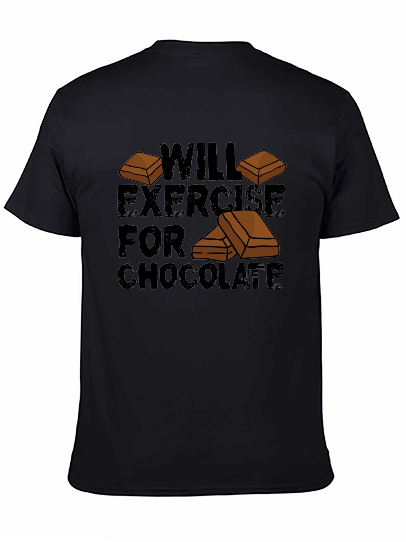 Will Exercise for Chocolate Mens Black T-Shirt
