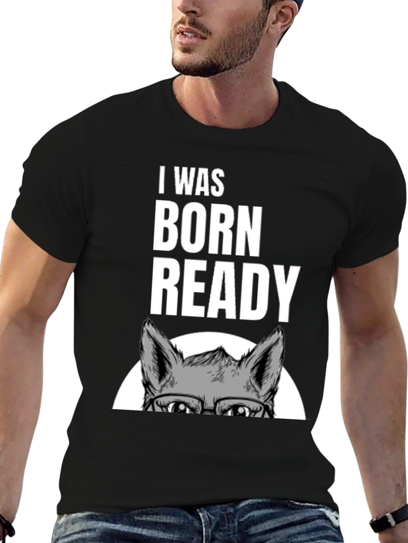 I Was Born Ready Wolf Graphic T-Shirt