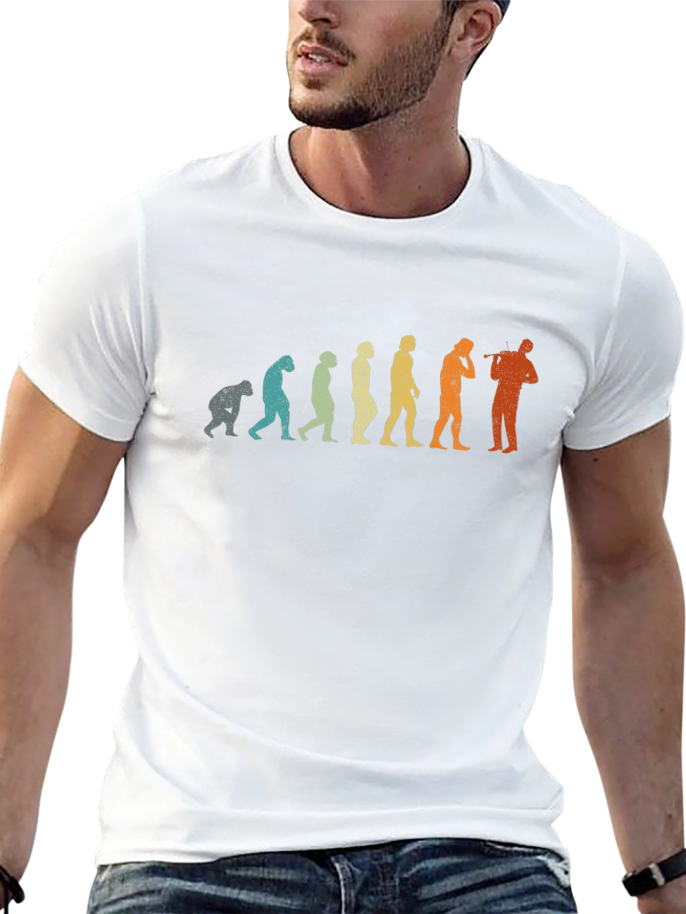 Evolution of Music Flute Player T-Shirt
