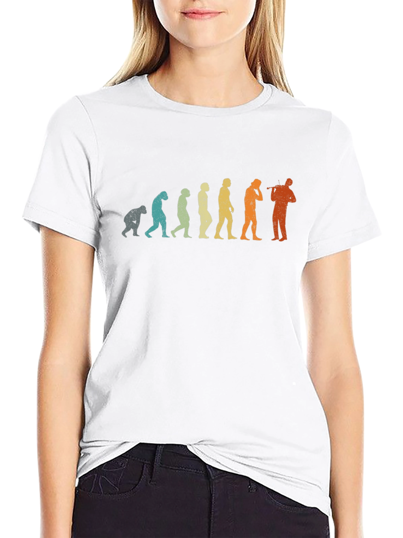 Evolution of Music Flute Player T-Shirt