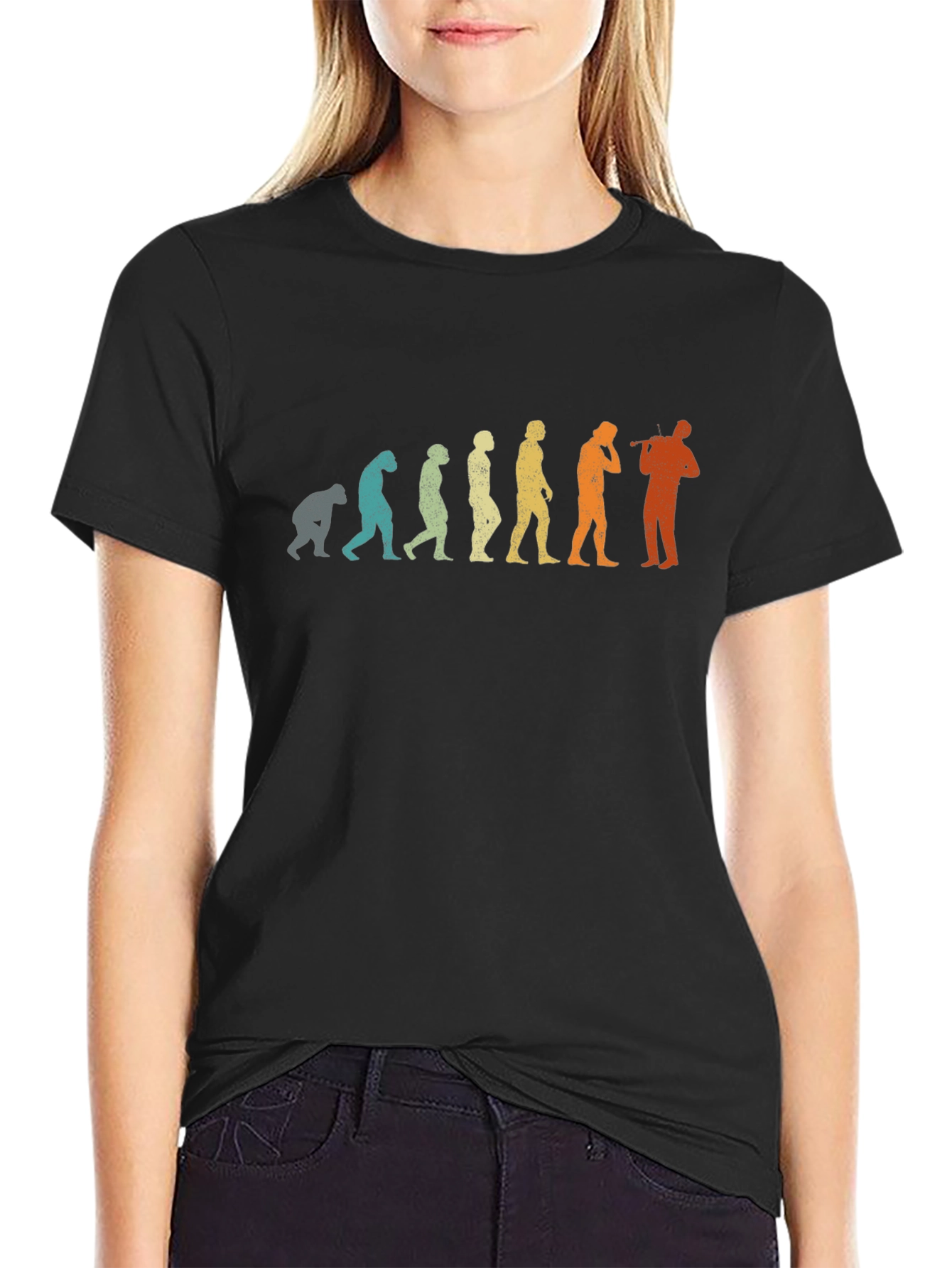 Evolution of Music Flute Player T-Shirt