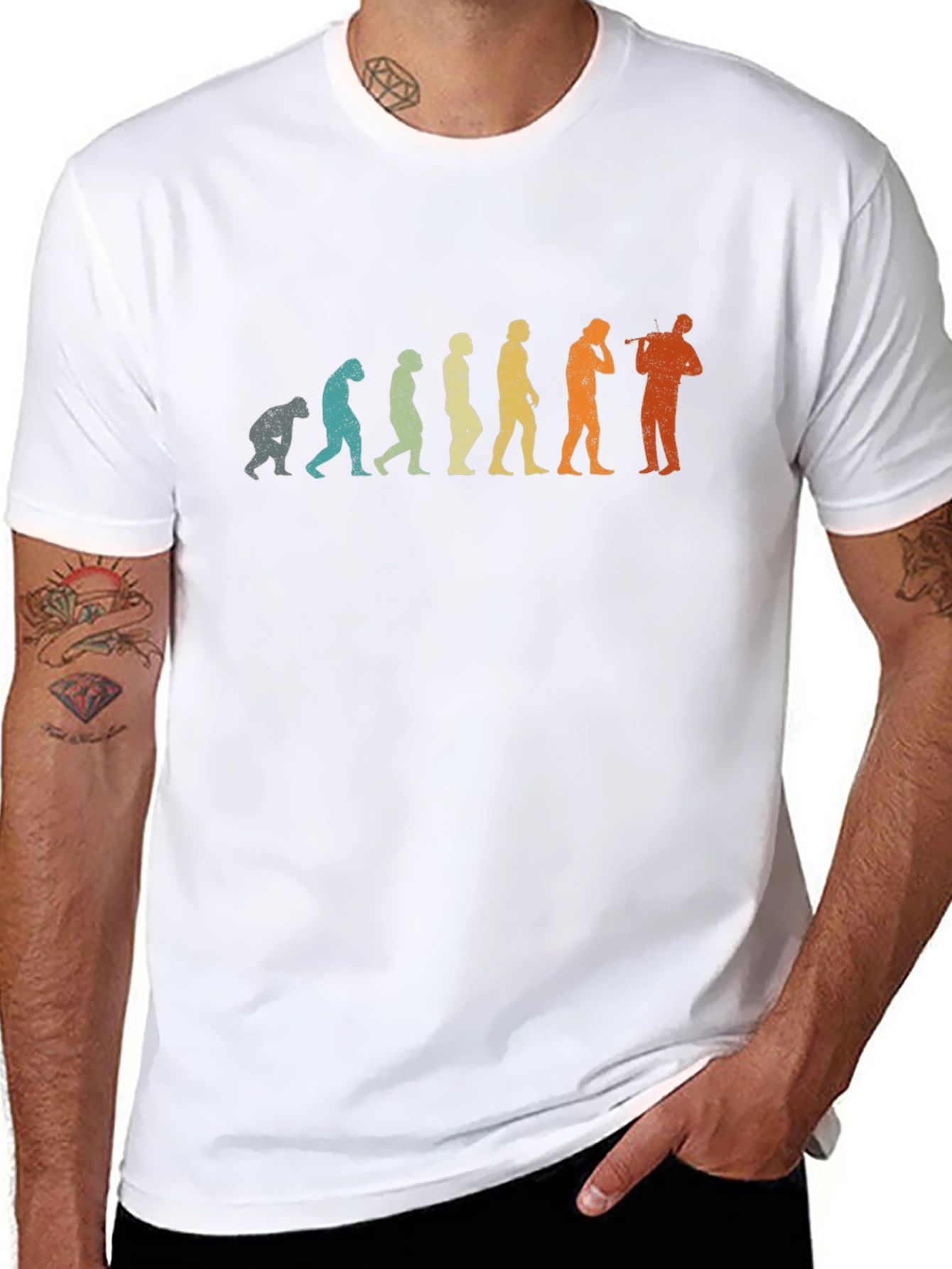 Evolution of Music Flute Player T-Shirt