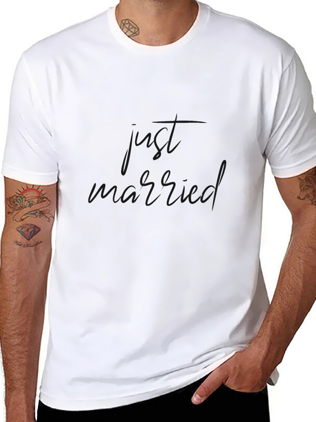 Just Married Black Crew Neck T-Shirt