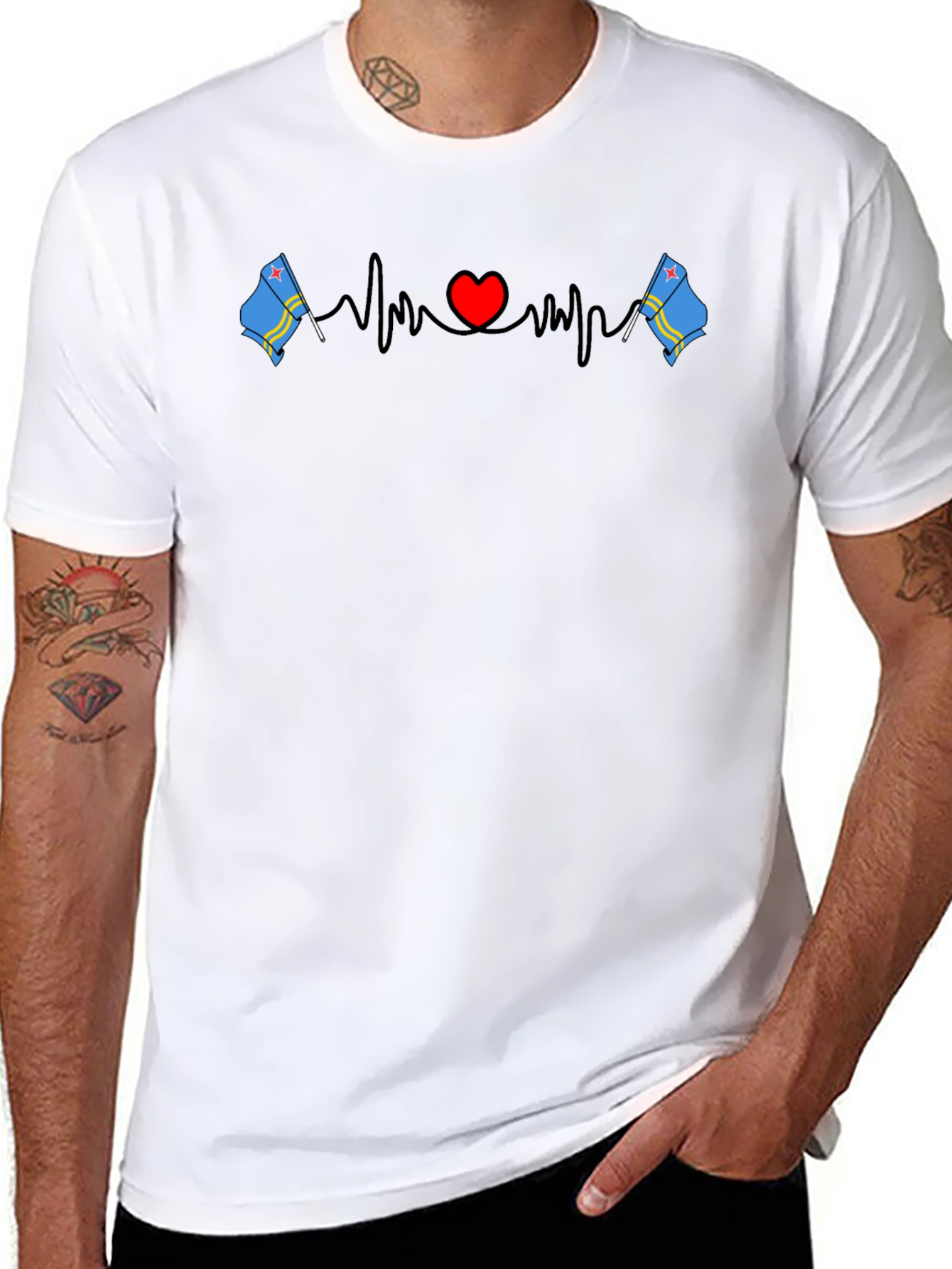 Aruba Flag Heartbeat T-Shirt