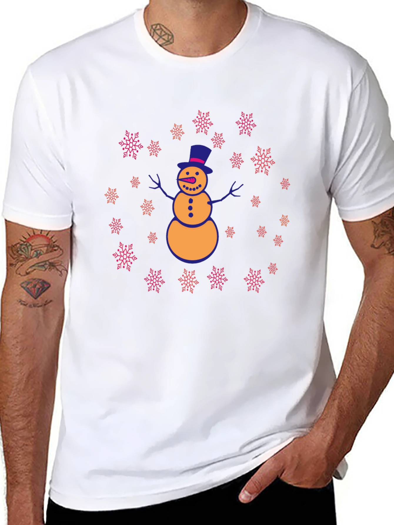 Festive Snowman Graphic T-Shirt