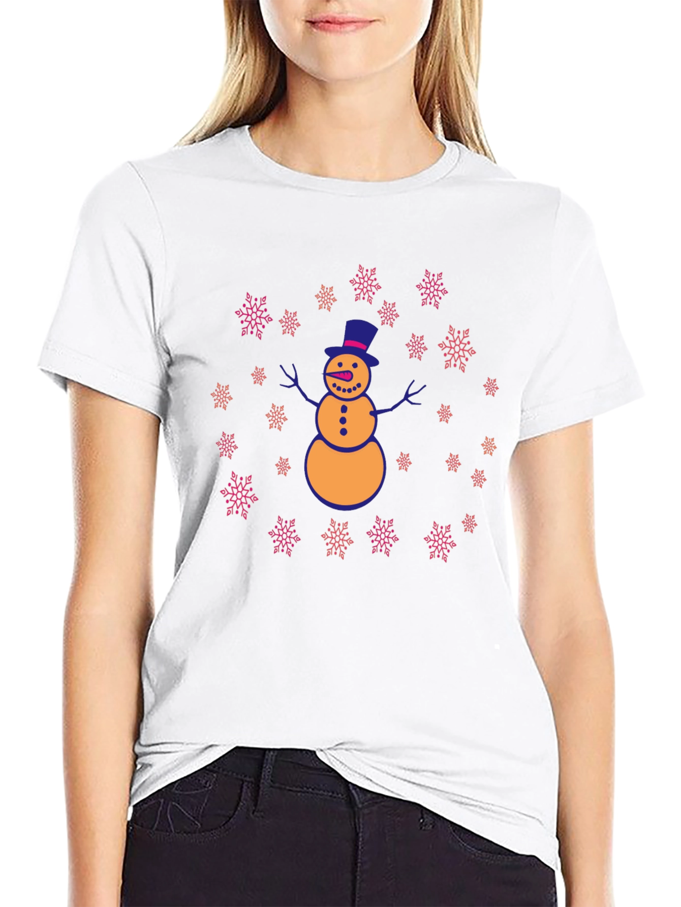Festive Snowman Graphic T-Shirt