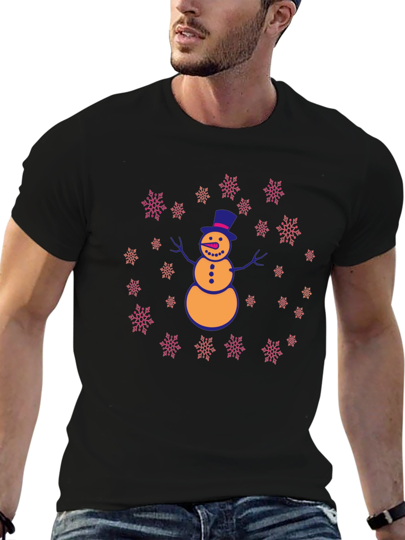 Festive Snowman Graphic T-Shirt