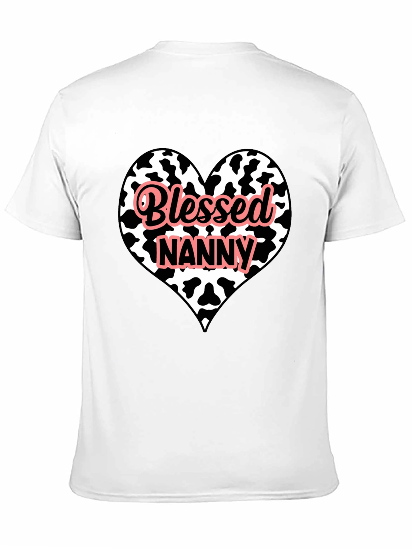 Blessed Nanny Heart Cow Print T-Shirt